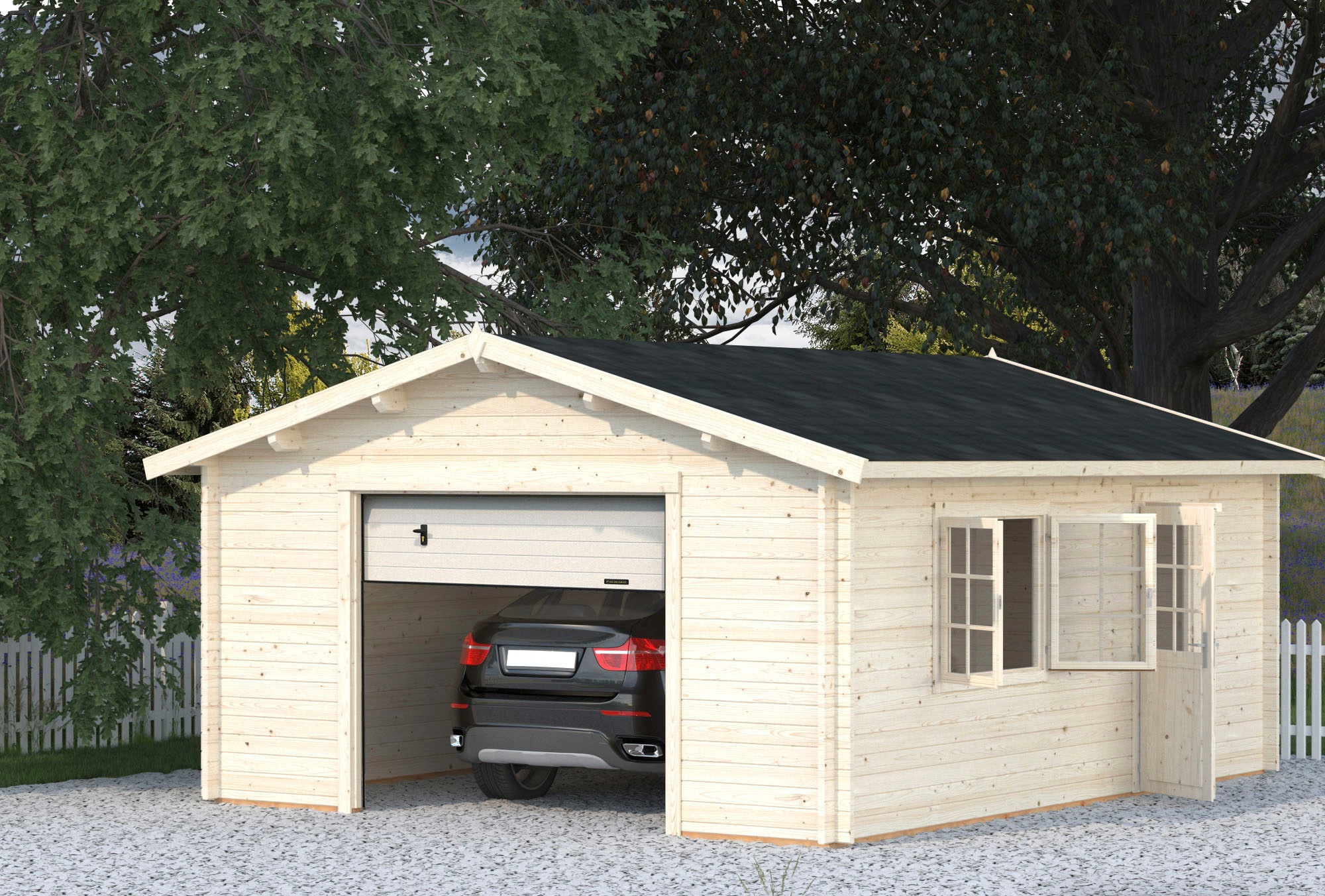 Palmako Garage »Roger«, BxTxH: 514x598x287 cm, mit Sektionaltor, naturbelassen