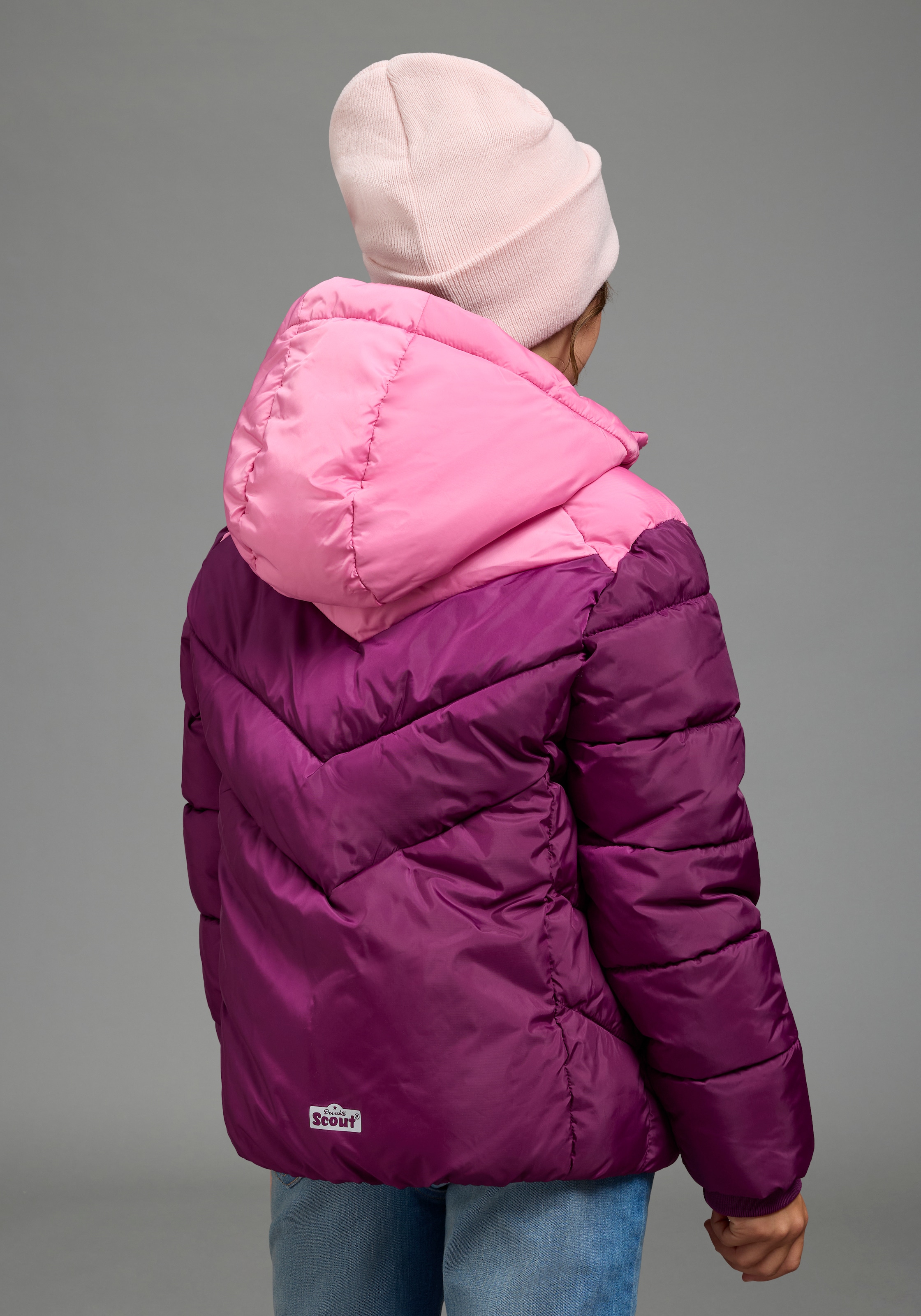 Scout Winterjacke »Gesteppte Jacke, Colorblocking - NEU von SCOUT« mit Kapuze mit abnehmbarer Kapuze, mit Fleecefutter, wasser- und windabweisend