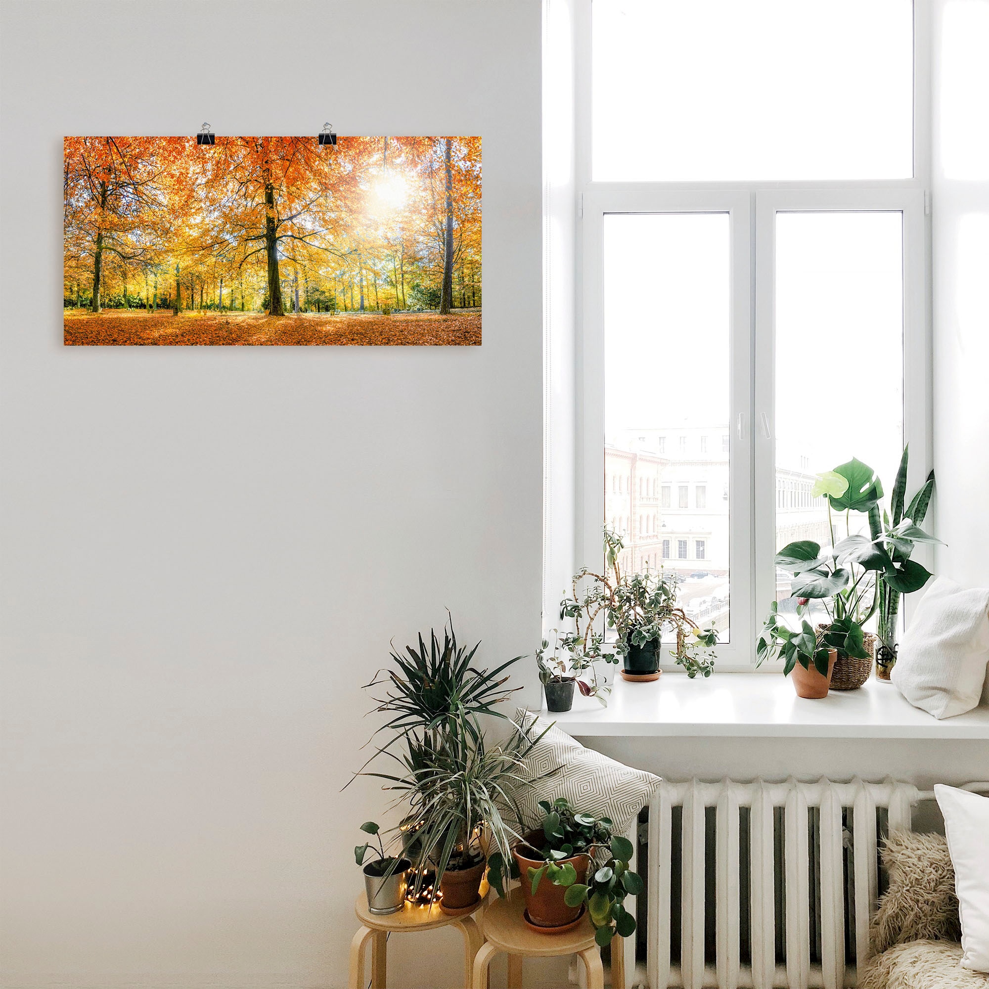 Artland Poster »Herbstwald Panorama«, Wald, (1 St.), als Alubild, Leinwandbild, Wandaufkleber oder Poster in versch. Größen
