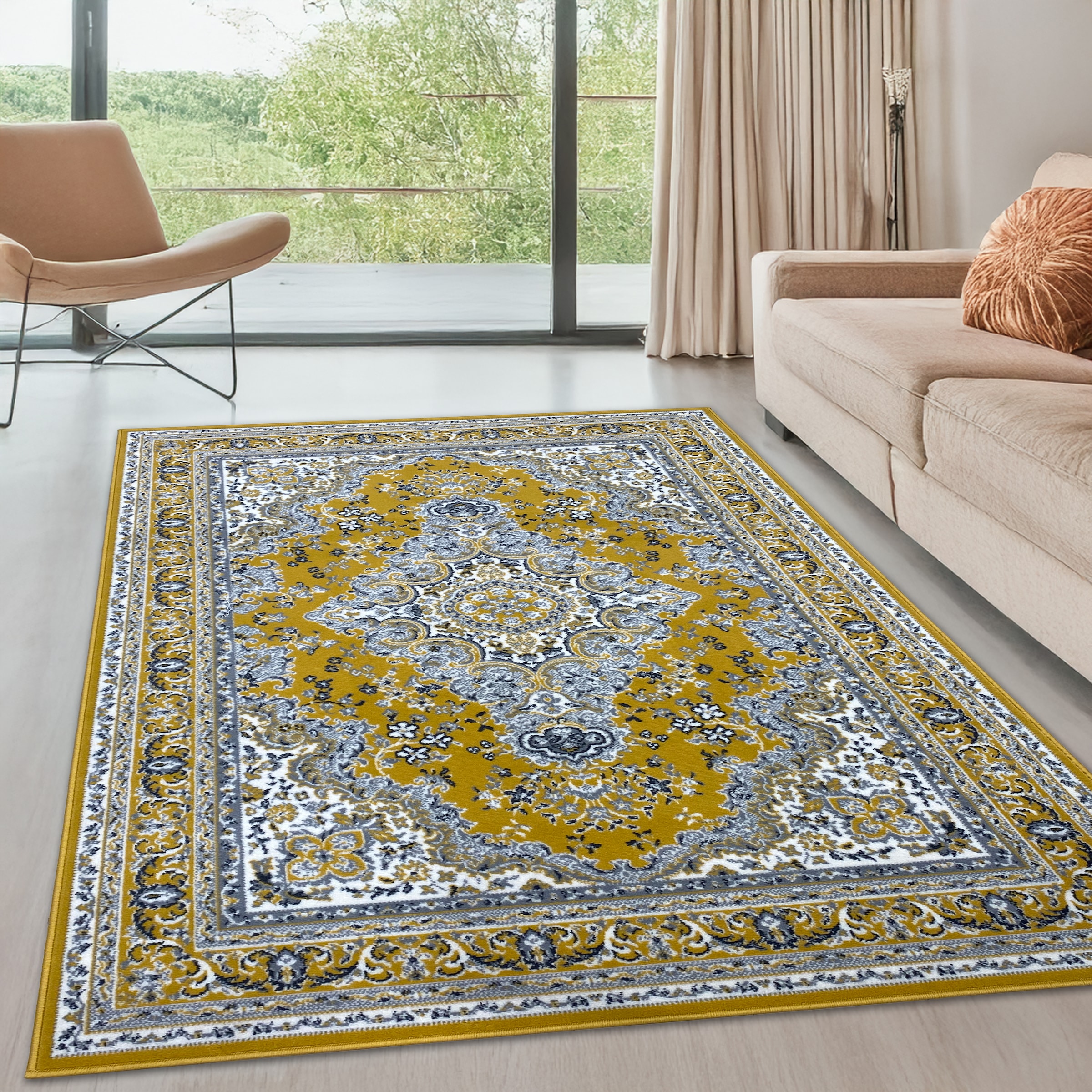 my home Teppich »Oriental, Made in Belgium« rechteckig 7 mm Höhe Orient-Optik, mit Bordüre, Teppich, Kurzflor, Weich, Kundenliebling