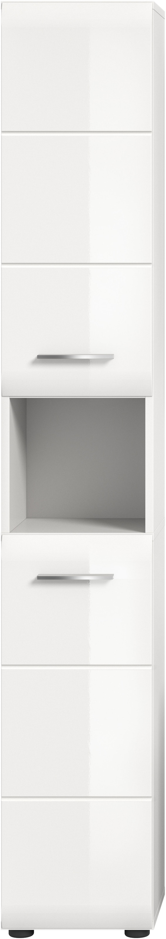 INOSIGN Stauraumschrank, (1 St.), Florenz, Hochschrank, Weiß Hochglanz Tiefzieh, 185 cm hoch, Bad