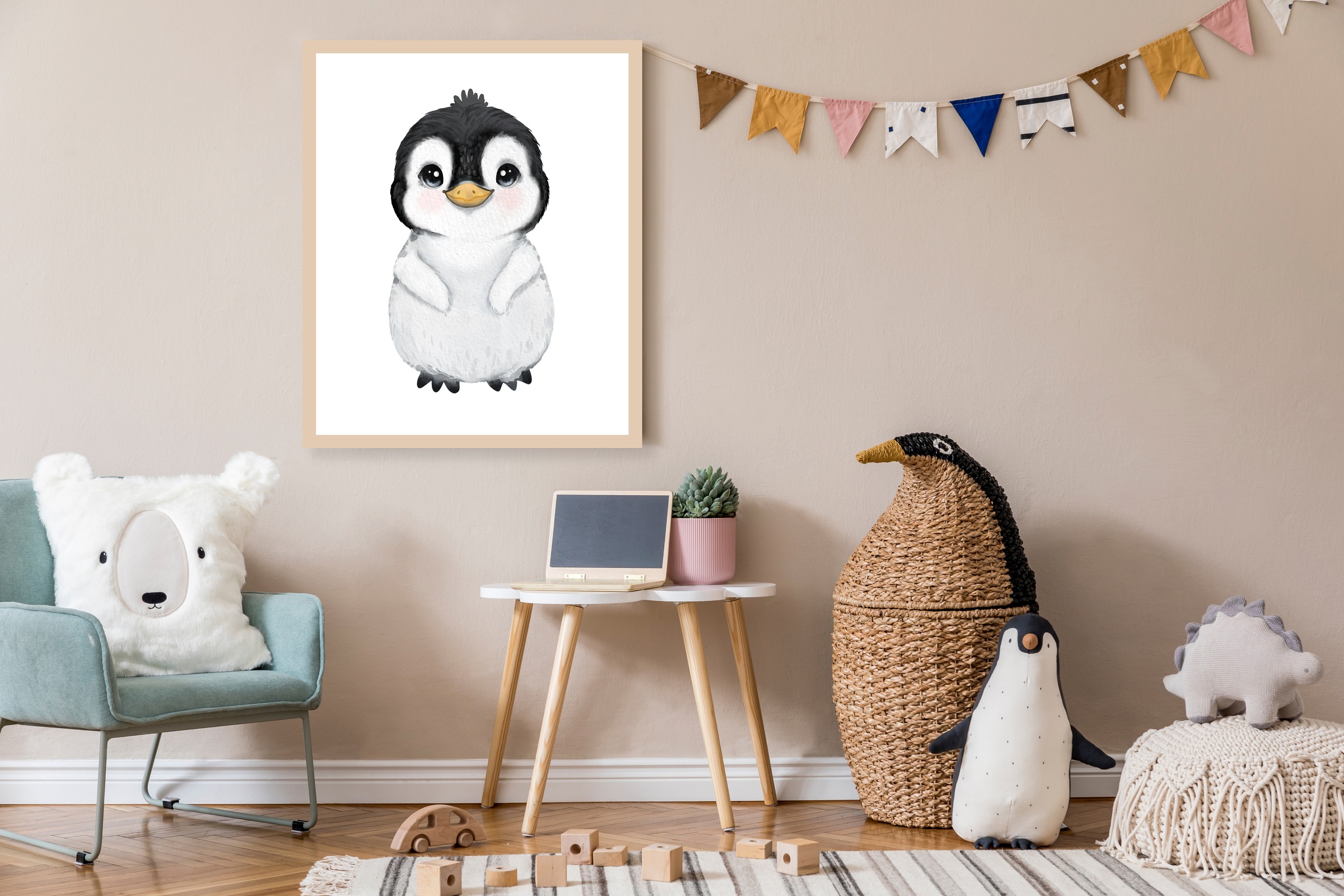 Lüttenhütt Bild mit Rahmen »Süßer Pinguin«, Fantasy-Pinguine-Tiere, (1 St.) günstig online kaufen