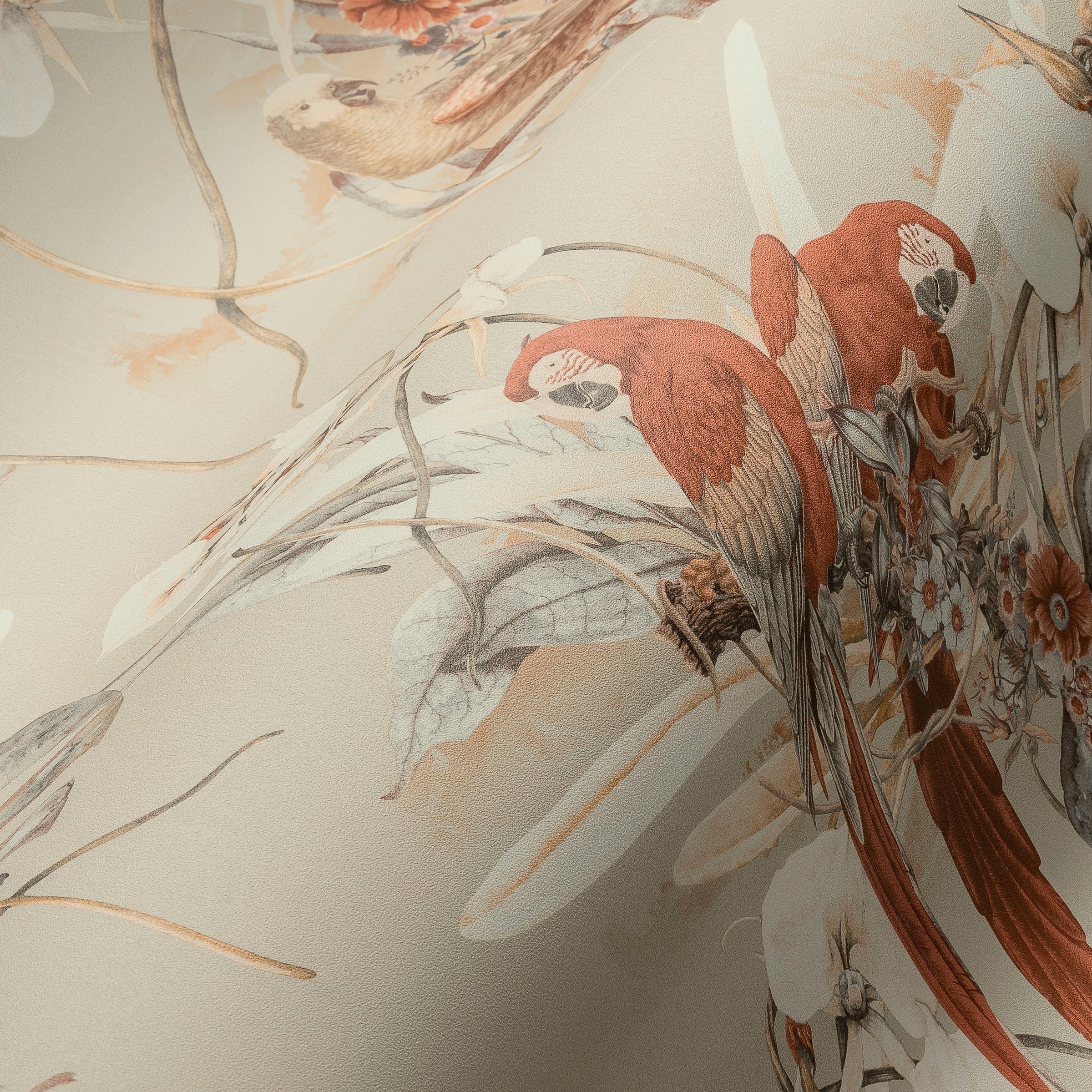 A.S. Création Vliestapete »PintWalls Papagei Floral«, matt-gemustert-neutral, Blätter Tapeten Wohnzimmer Schlafzimmer Küche modern Design Wandtapete