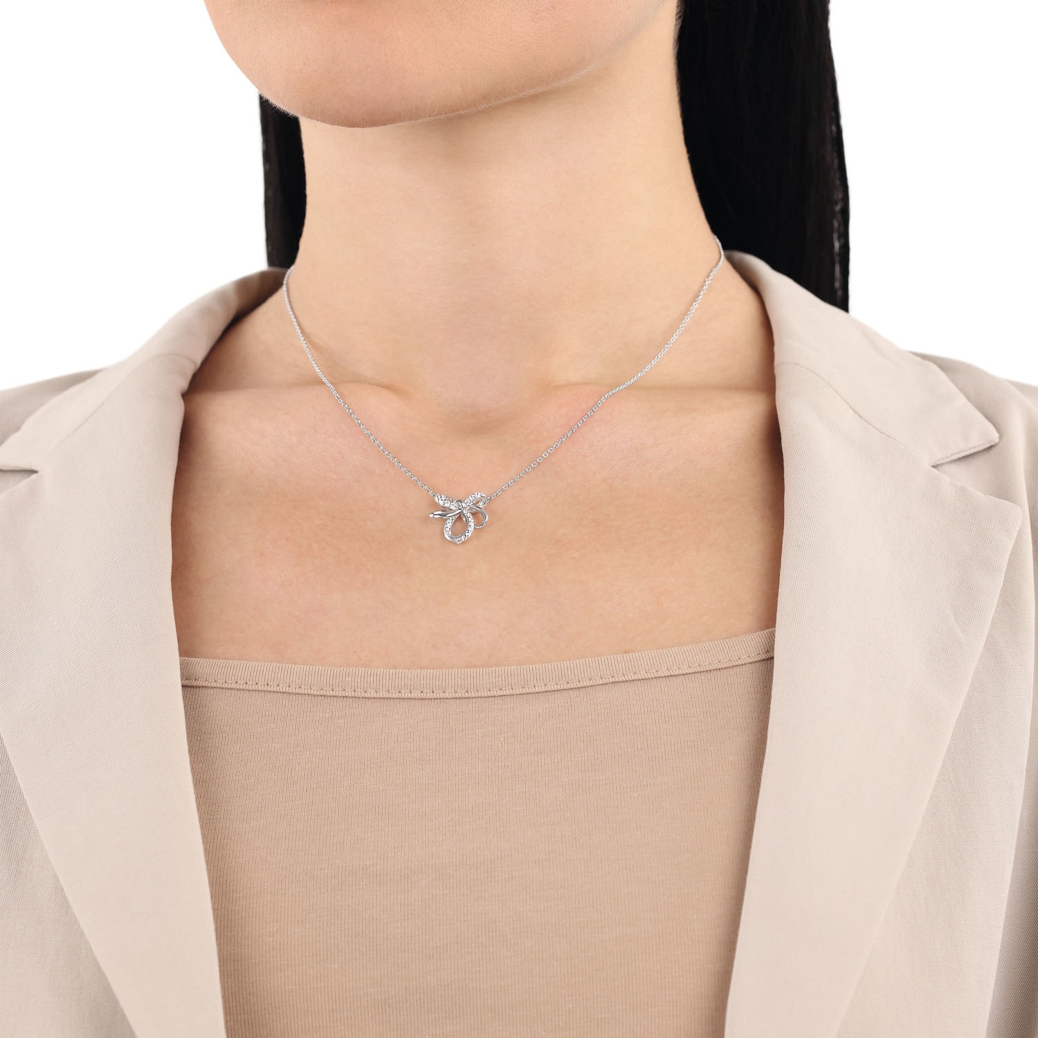 Amor Kette mit Anhänger »Schleife, 2039964«, mit Zirkonia (synth.)