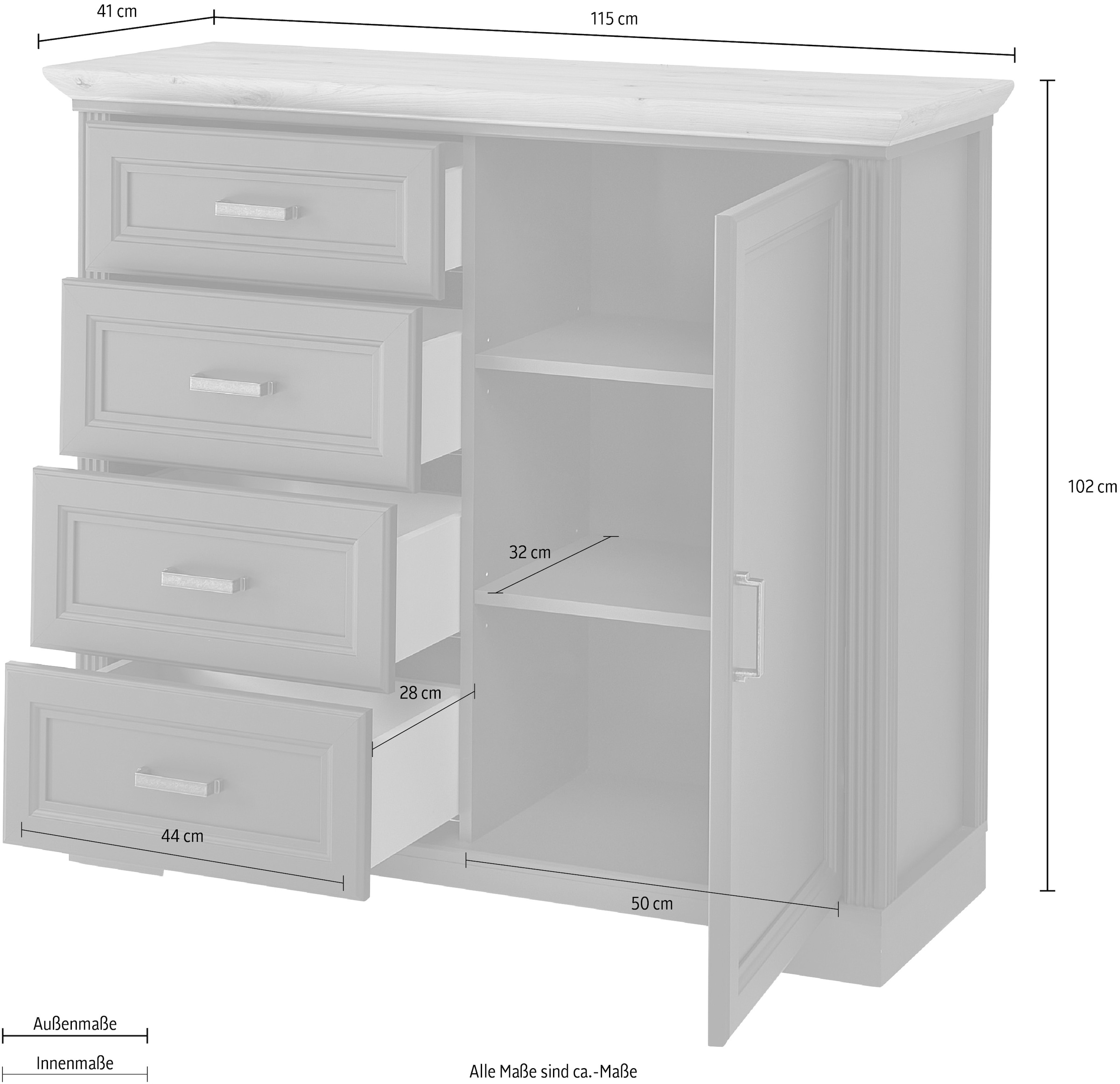 Innostyle Kommode »Jasmin« Breite 115 cm