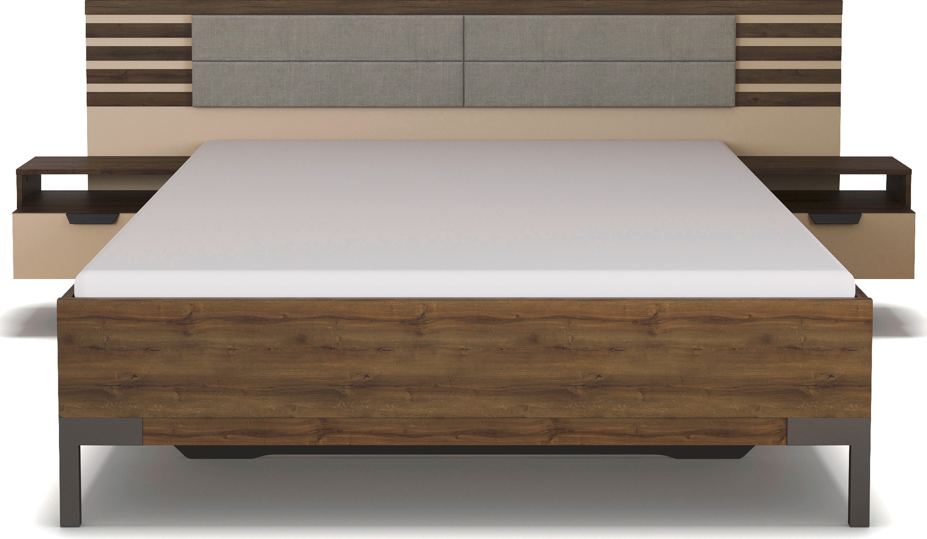 rauch Bettanlage »Bett Doppelbett Futonbett BAREA«, mit Hängenachttischen und Kopfteil mit Polsterauflage