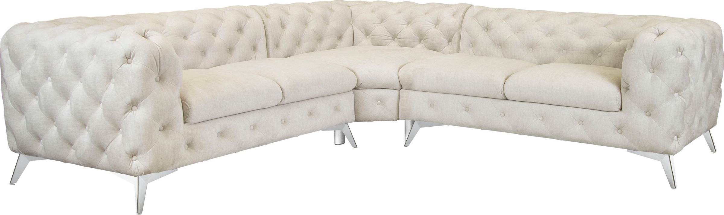 Leonique Chesterfield-Sofa »Ecksofa GLYNIS L-Form mit Wellenunterfederung, günstig online kaufen