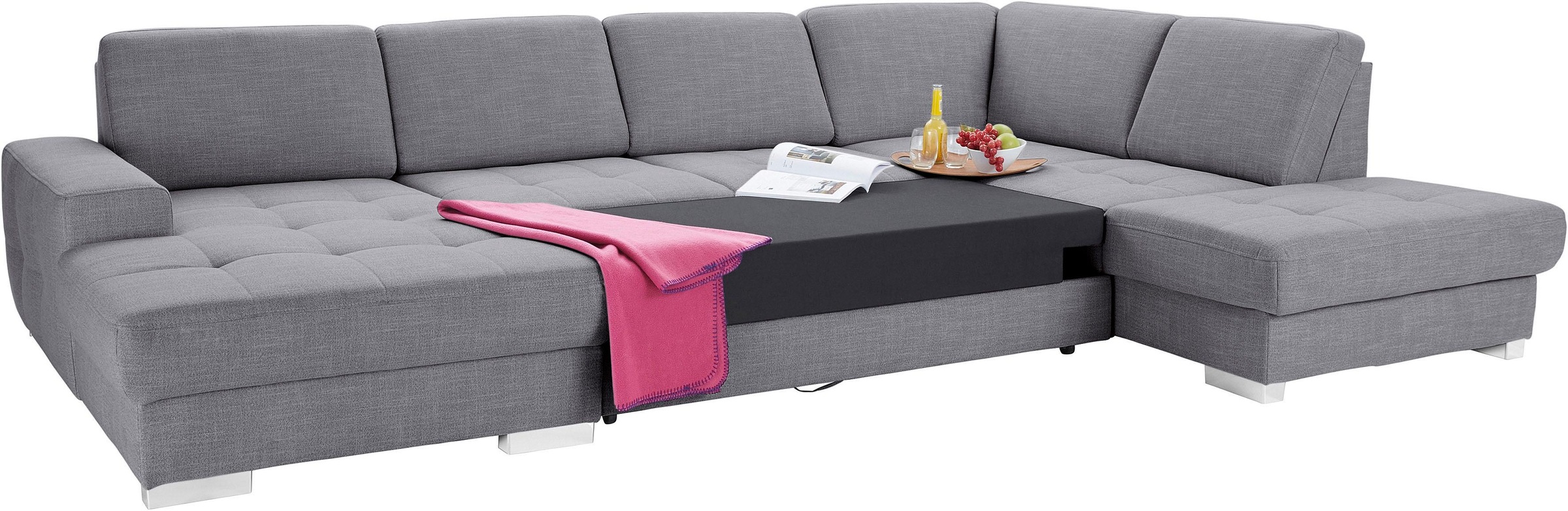 sit&more Wohnlandschaft »Santorini U-Form«, mit Federkern und Sitztiefenverstellung, wahlweise mit Bettfunktion