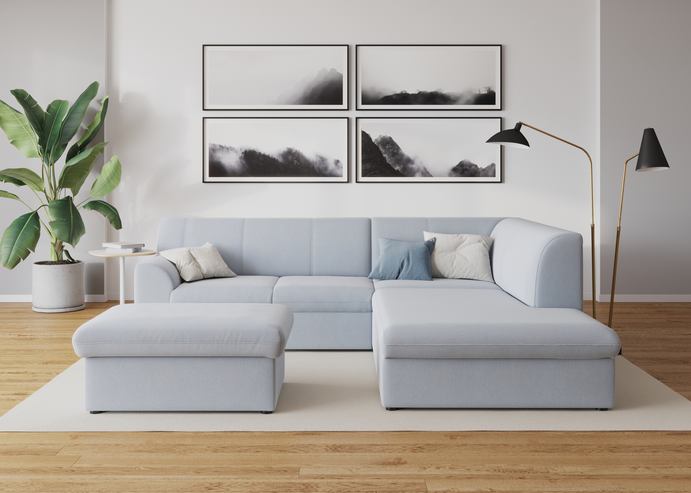 DOMO collection Ecksofa »Topper zeitlos elegant, kompakte Stellmaße, OTTOs Choice, L-Form«, mit Ottomane, wahlweise mit Schlaffunktion
