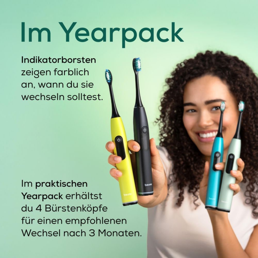 BEURER Aufsteckbürsten »SC Bürstenköpfe mit Indikatorborsten Premium White«, (4 Stück), Schalltechnologie für schonende und gründliche Zahnpflege