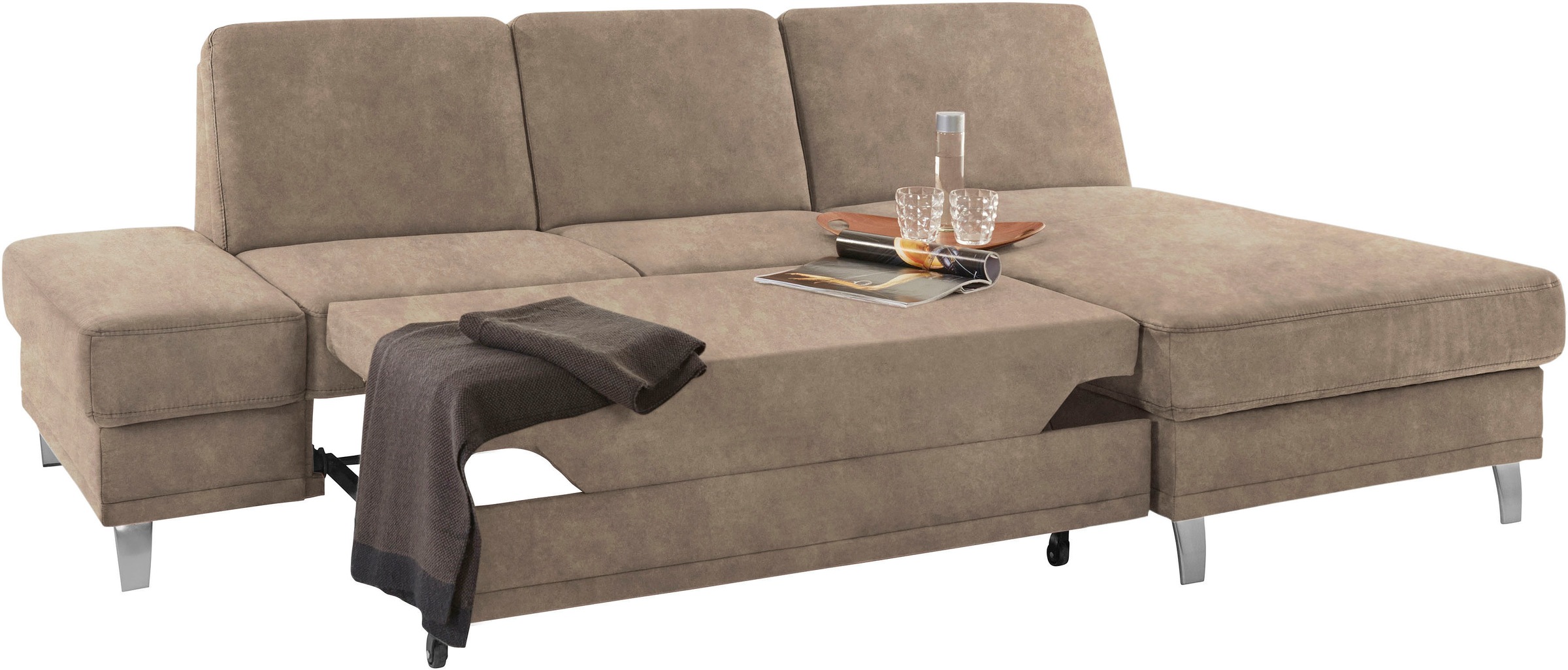 sit&more Ecksofa »Clio L-Form«, wahlweise mit Bettfunktion oder Vorziehsitz und Bettkasten, Federkern