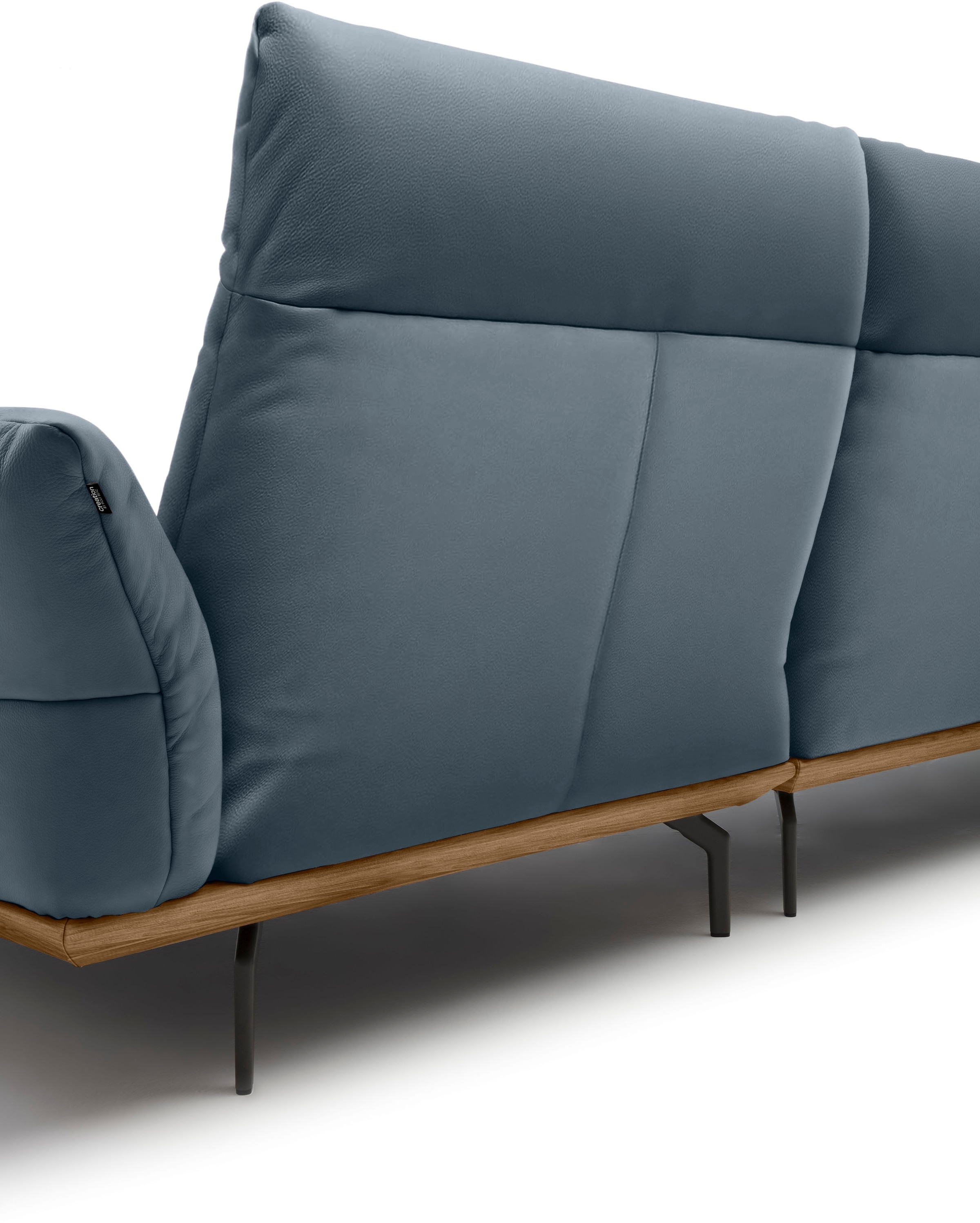 Creation BY ROLF BENZ Ecksofa »CR.460«, Sockel in Nussbaum, Winkelfüße in Umbragrau, Breite 298 cm
