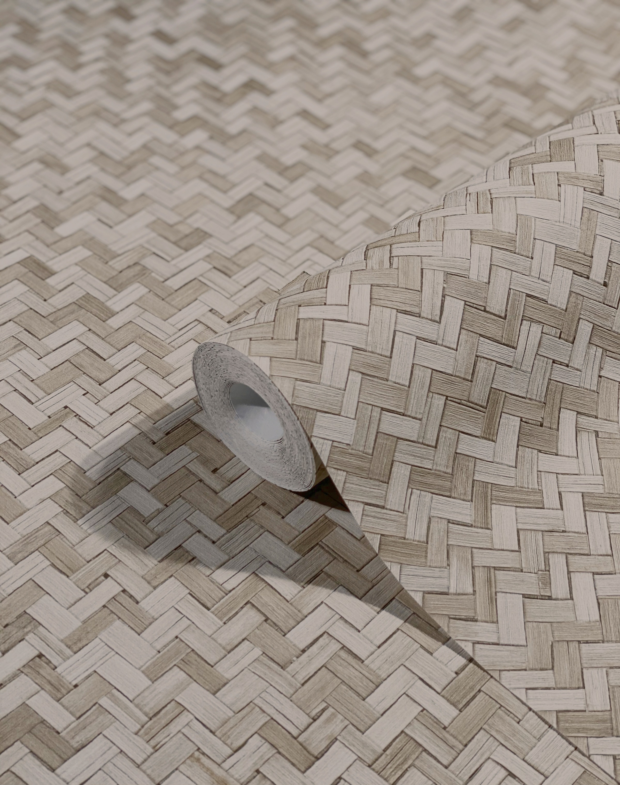 Marburg Vliestapete Botanica Struktur Fischgrätenmuster Beige FSC® günstig online kaufen