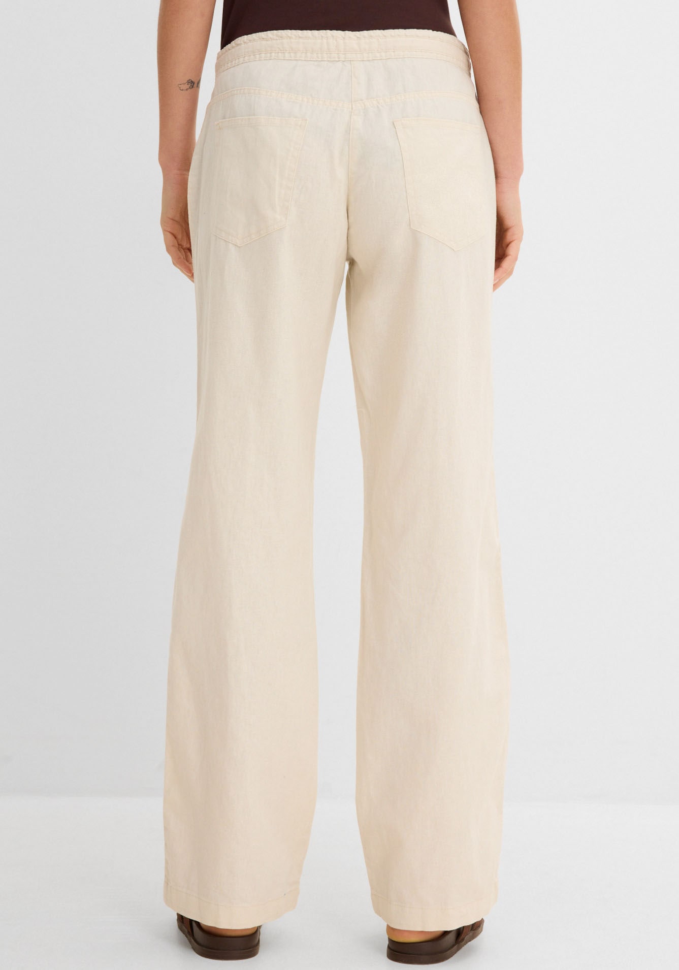 bonprix Leinenhose  Loose Fit, mit Kordelzugbund, mit Eingrifftaschen, mit Gesäßtaschen