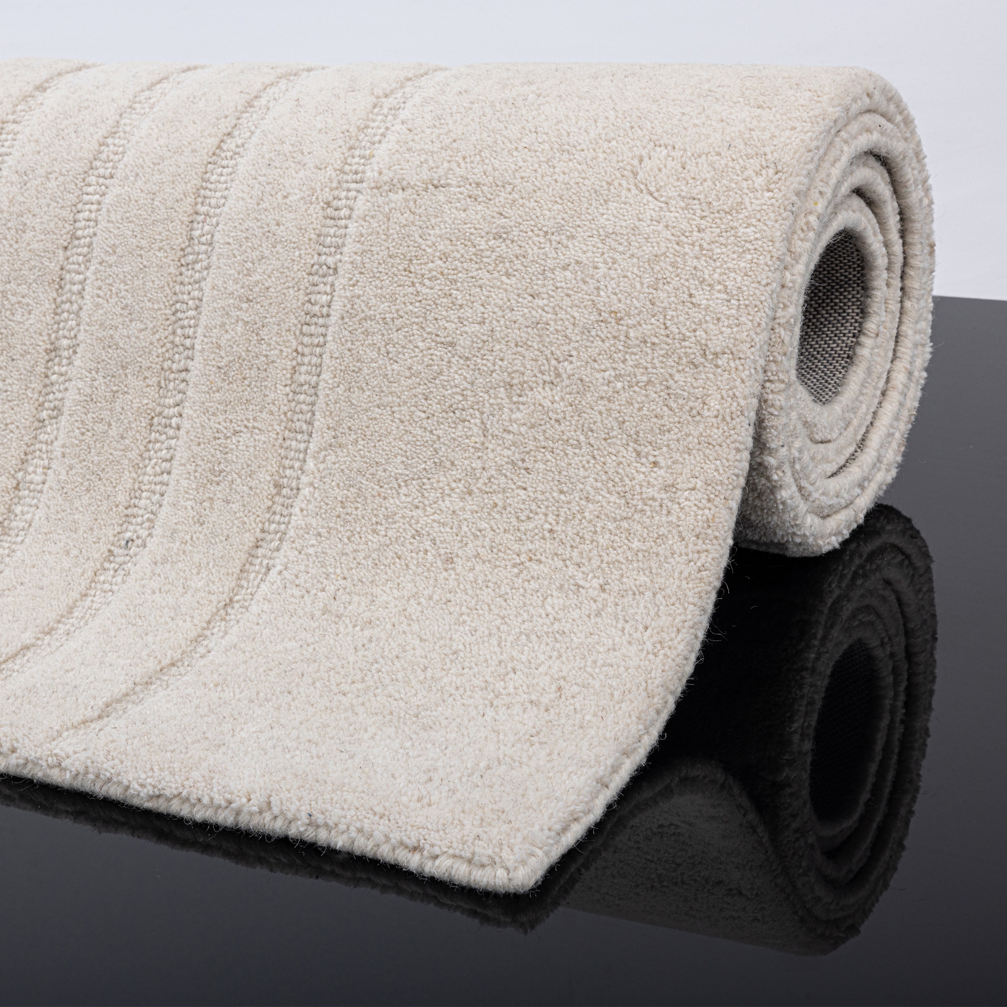 my home Wollteppich »Gabbo Design, Handgefertigt, Teppich,  reine Wolle,« rechteckig 14 mm Höhe Hoch-Tief-Effekt, reine Wolle, Scandi-Look, Naturfaser