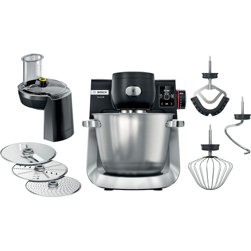 BOSCH Küchenmaschine »Serie 6 MUMS6ZS13D, Automatikprogramme, integr.1g Waage, schwarz« Knethaken/Rühr-/Silikonbesen schwarz/Edelstahl