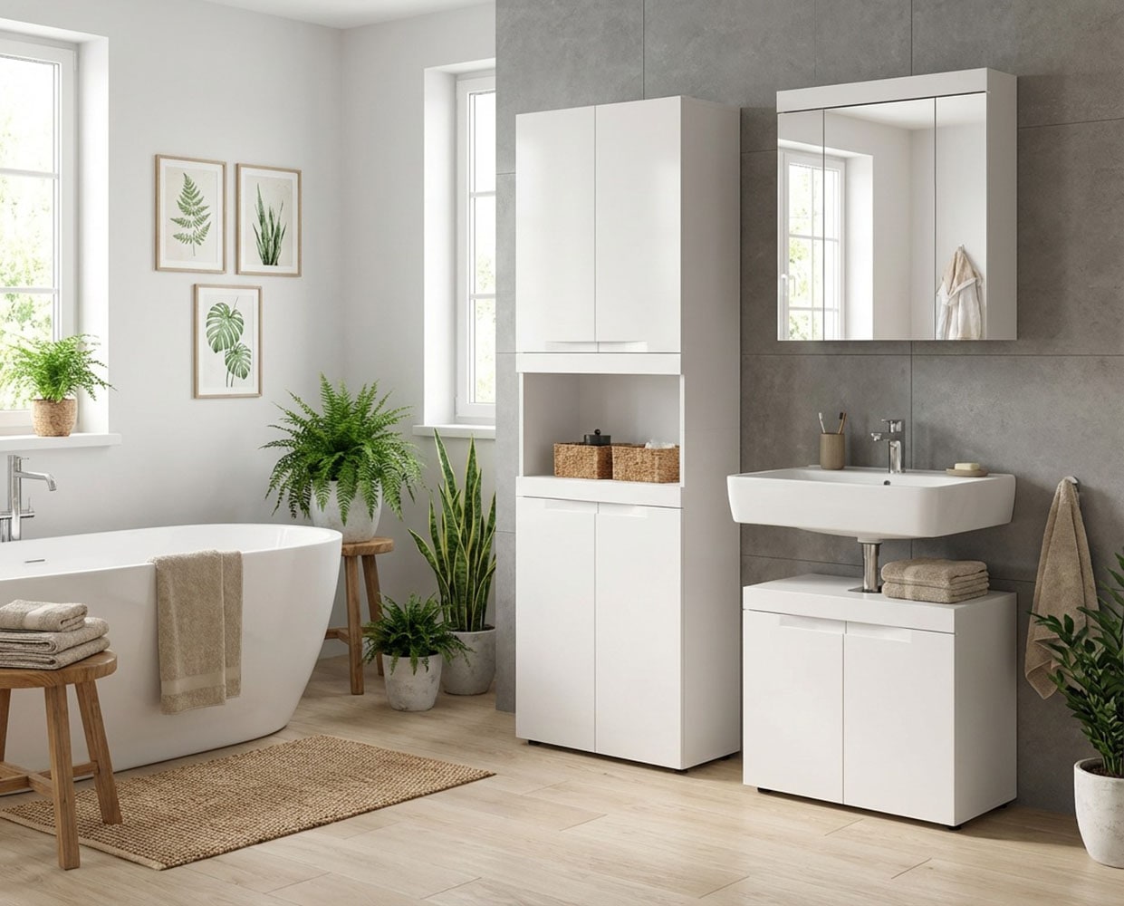 OTTO home Badmöbel-Set »MAOI, 3-tlg. Badkombi, hochwertige MDF Front, optional mit Beleuchtung«