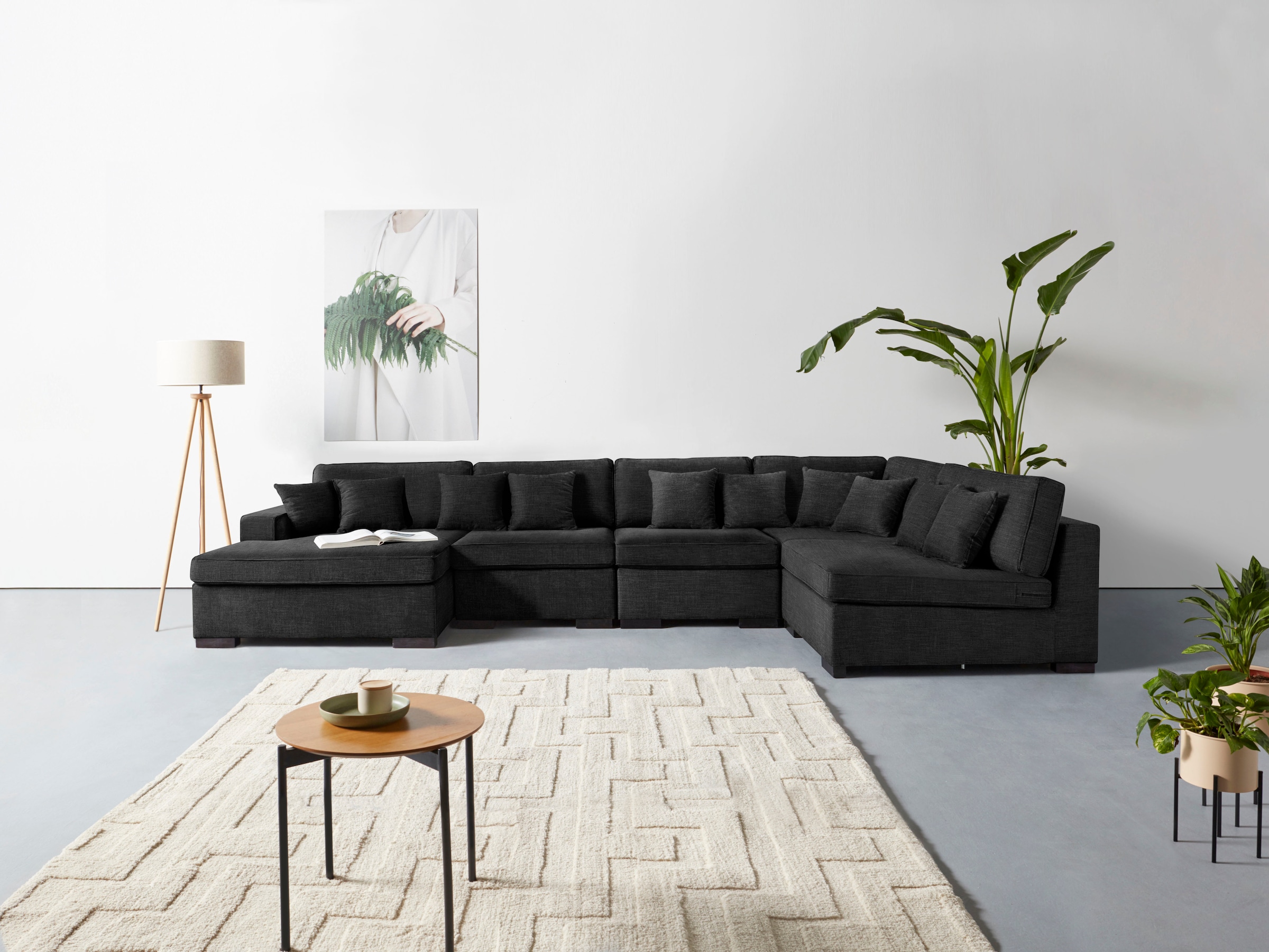 Home affaire Wohnlandschaft »Skara U-Form« Lounge-Sofa mit Federkernpolster günstig online kaufen