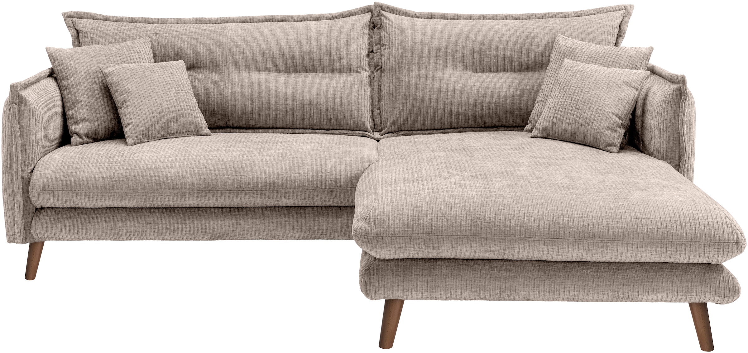 INOSIGN Ecksofa »Lazio modern und bequem, schmale Armlehnen, tolle Detailverarbeitung«, zwei verschiedene Fußfarben wählbar