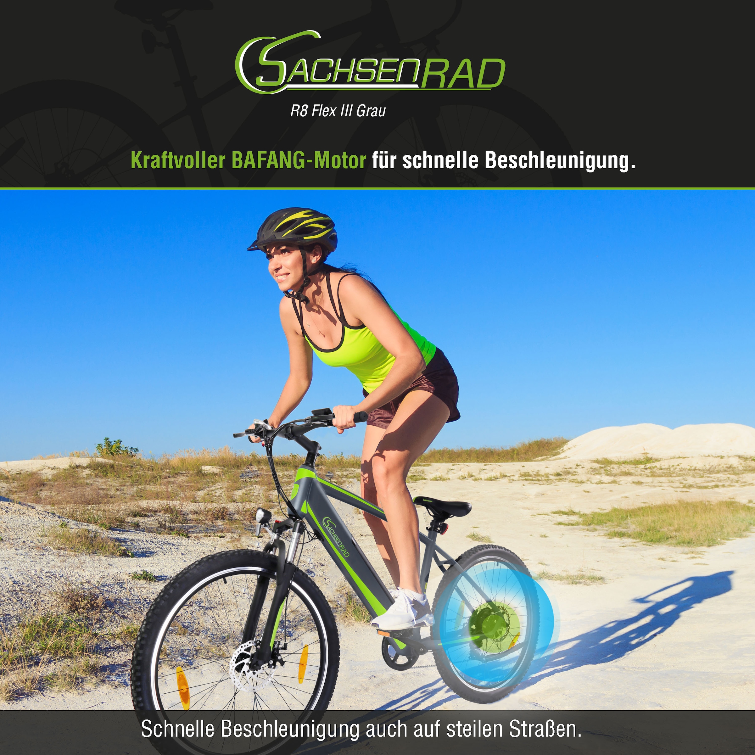 SachsenRad E-Bike »R8 Flex III«, 9 Gang, Shimano, Shimano Altus, Heckmotor 250 W, (mitgeliefertes, optionales Schutzblech mit integriertem Rücklicht), LCD-Steuerdisplay, Fahrmodus Pedelec, LED-
Beleuchtung