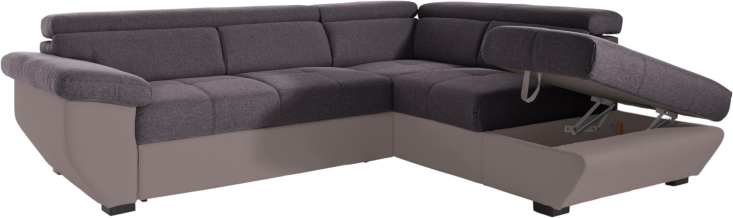 COTTA Ecksofa »Speedway L-Form«, mit Kopfteilverstellung, wahlweise mit Bettfunktion und Bettkasten