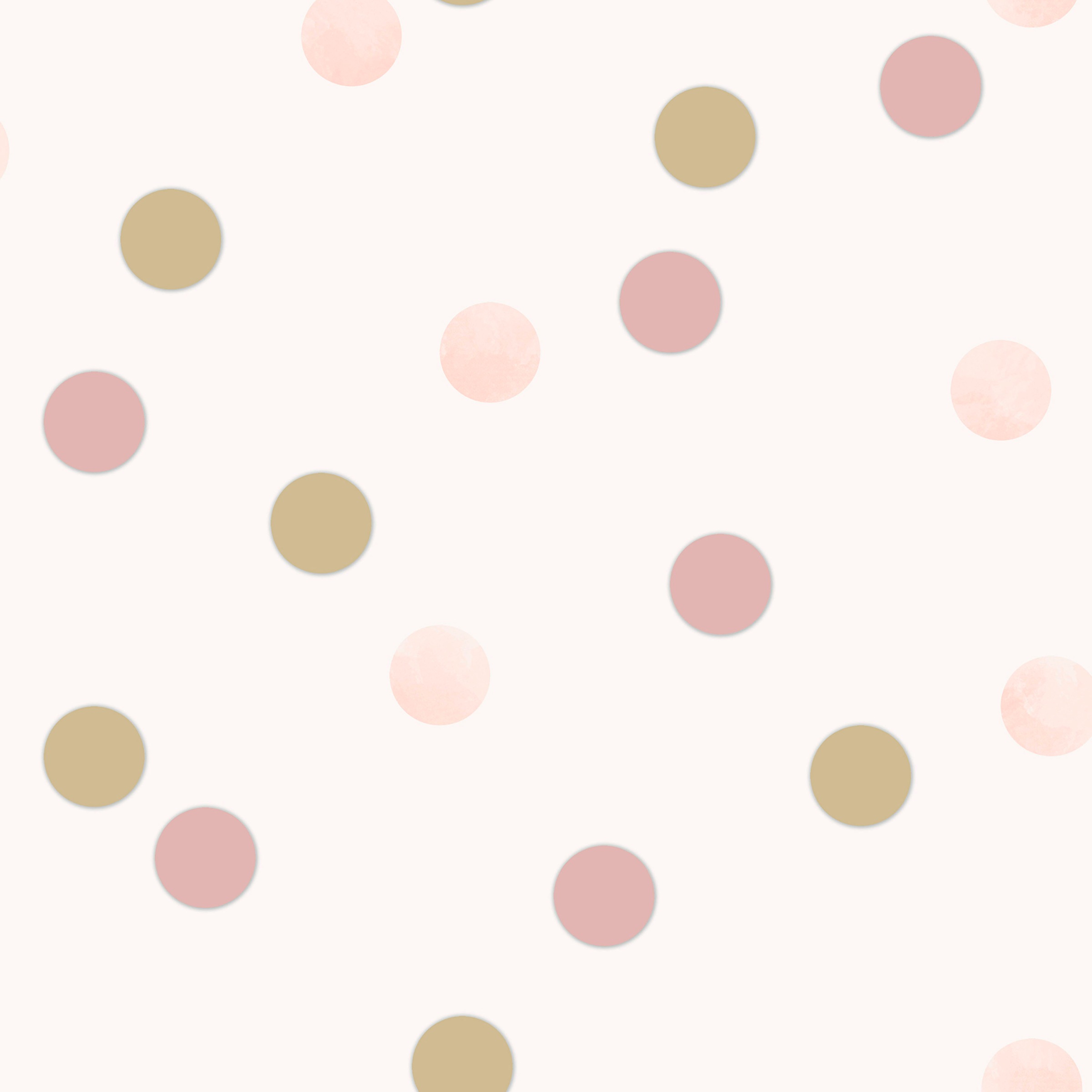 Art for the home Vliestapete »Punkte«, Rosa/Gold - 10mx53cm