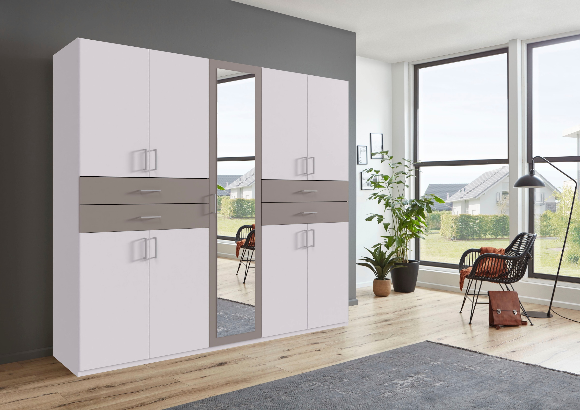 Wimex Kleiderschrank »Taiga Kleiderschrank mit Spiegel OTTOs Choice Topseller«, mit Schubladen auf bequemer Höhe, Garderobe Schlafzimmerschrank