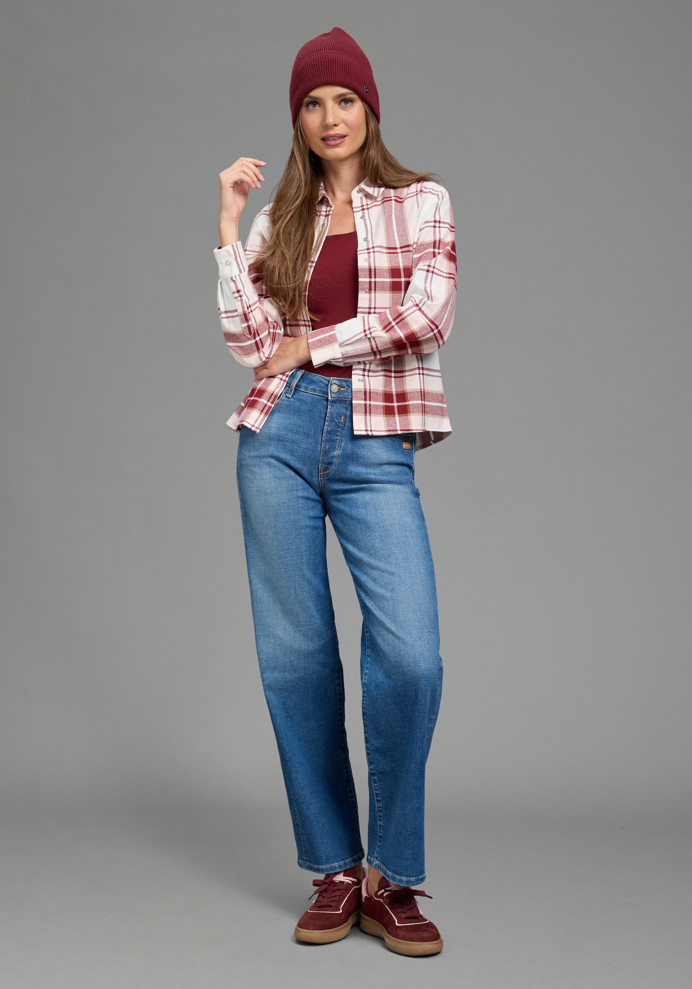 Laura Scott Hemdbluse Casual-Stil, mit Karomuster, aus kuschelweicher Flanell-Baumwolle