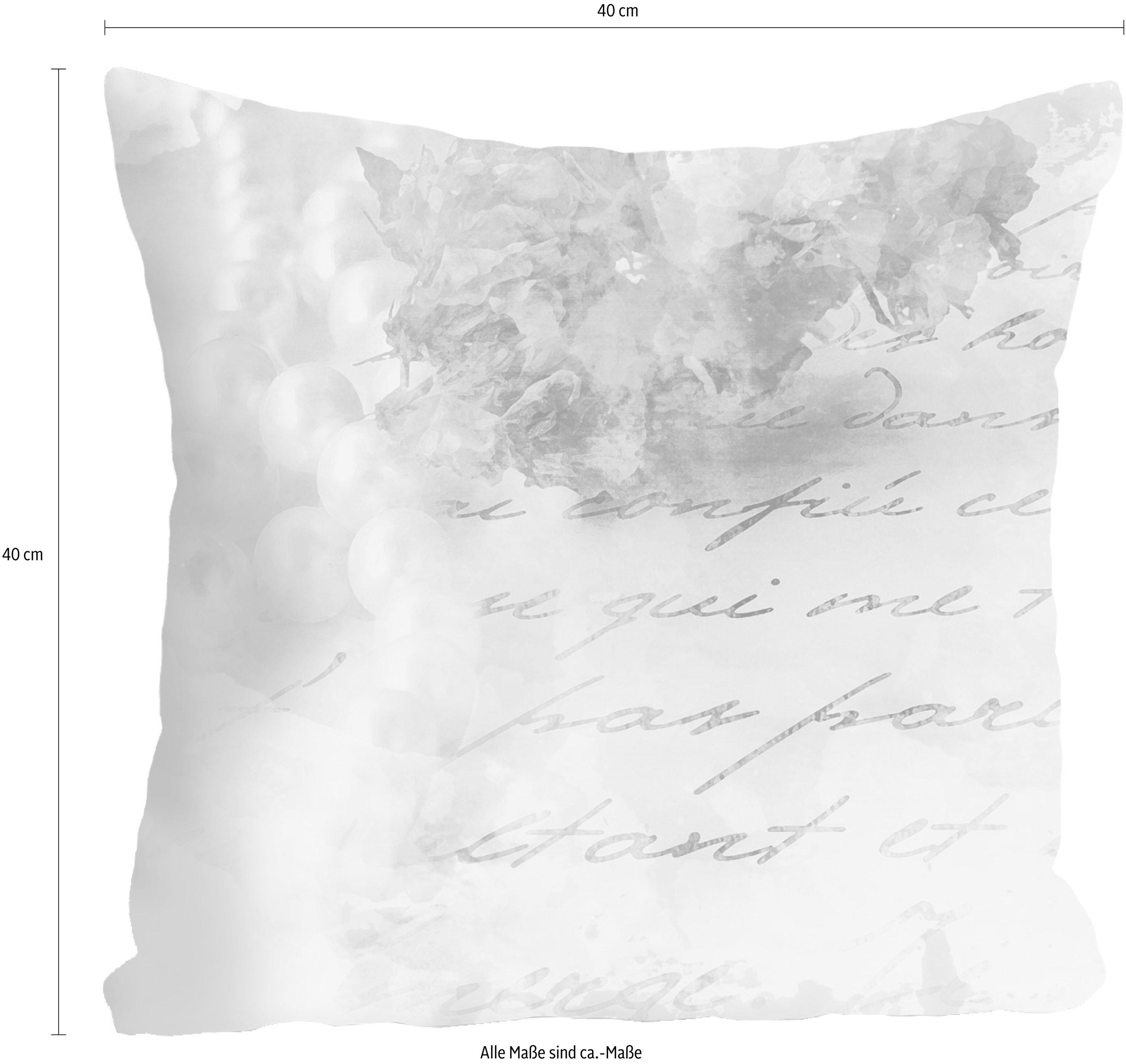 queence Dekokissen »»Handschrift««, Kissenhülle ohne Füllung, 1 Stück