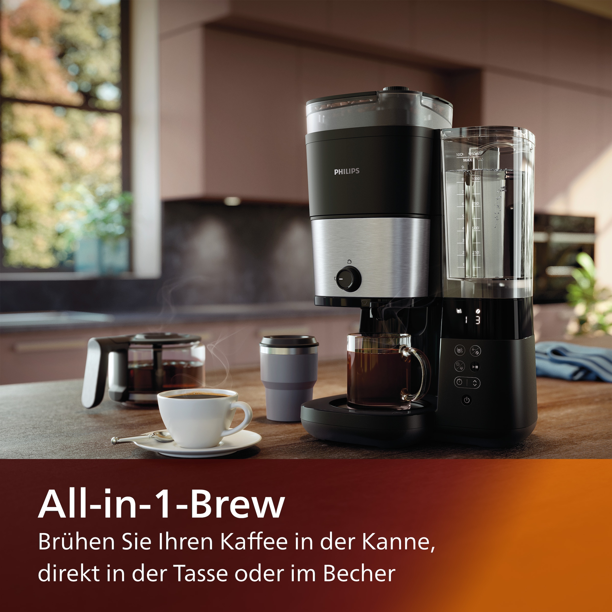 Philips Kaffeemaschine mit mit 1x4, All-in-1 Brew«, und Mahlwerk bei Smart »HD7888/01 Dosierung Kaffeebohnenbehälter Papierfilter, online
