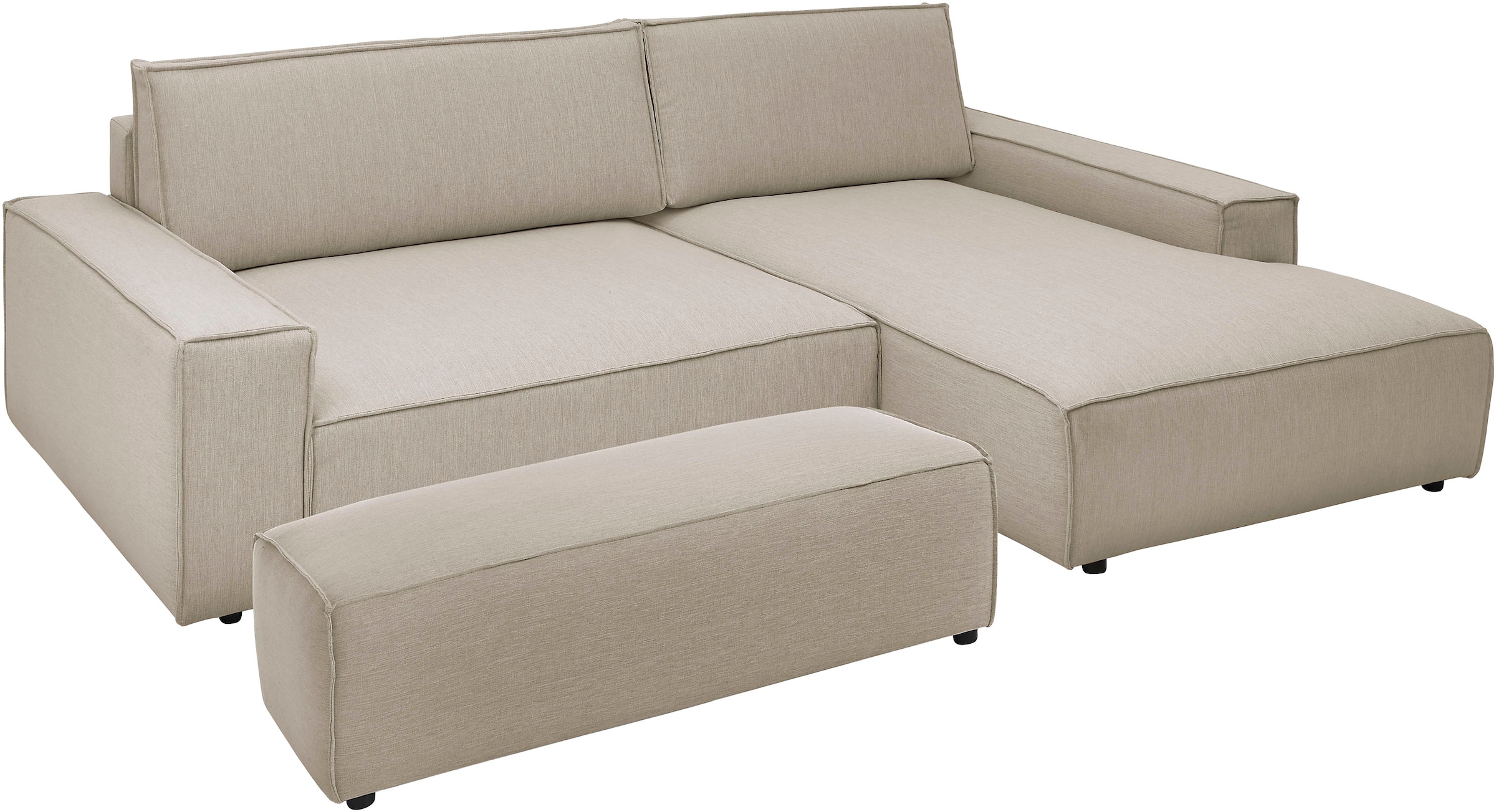 Home affaire Polsterecke »NEU: SHERWOOD XXL tief, L-Form mit Schlaffunktion, Big-Sofa mit Hocker« stellbar zum Schlafsofa (Krokodilverbinder), Cord, Leinenoptik,