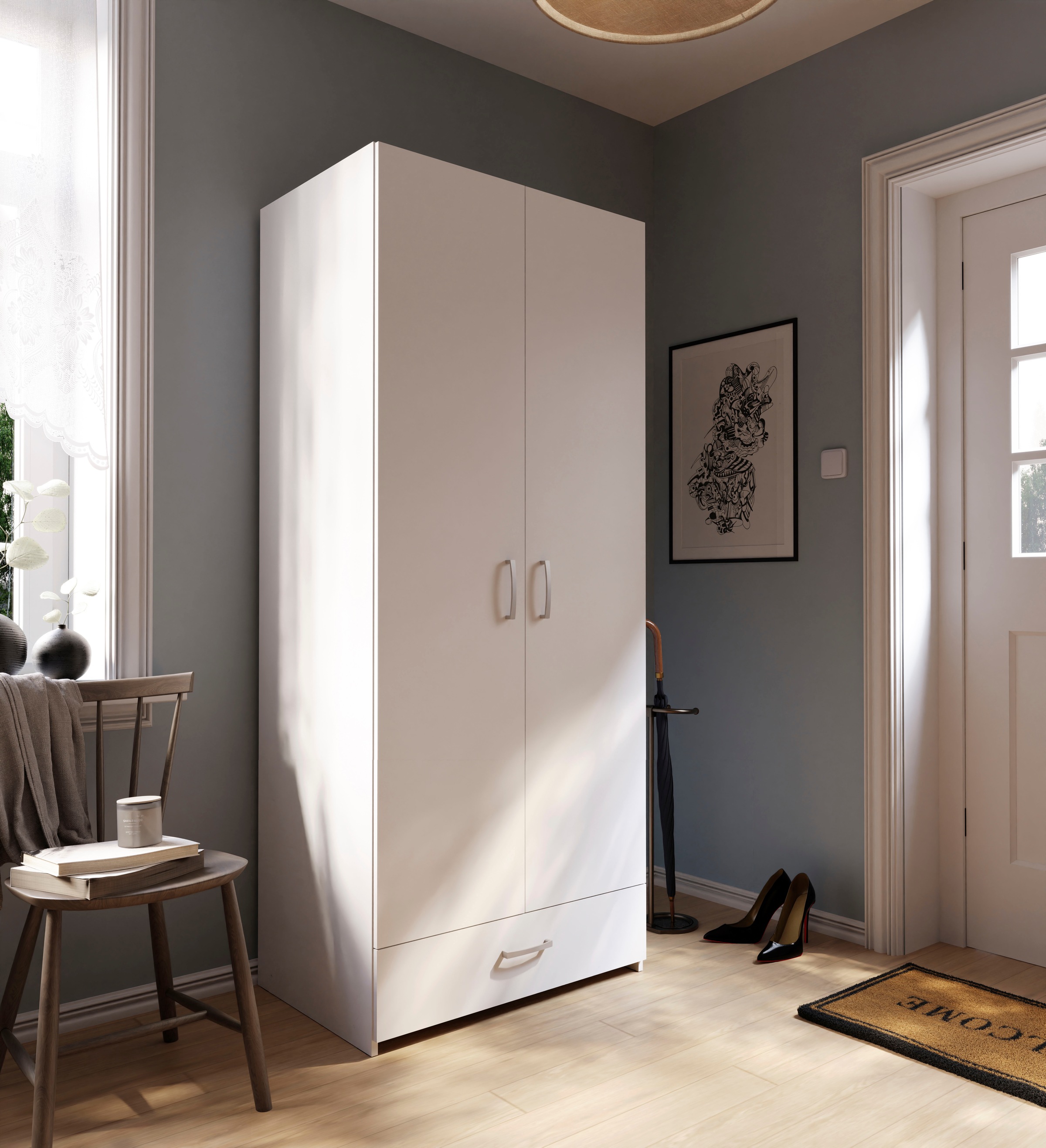 FORTE Drehtürenschrank »Econobox« Drehtürenschrank, zeitloses Design mit al günstig online kaufen