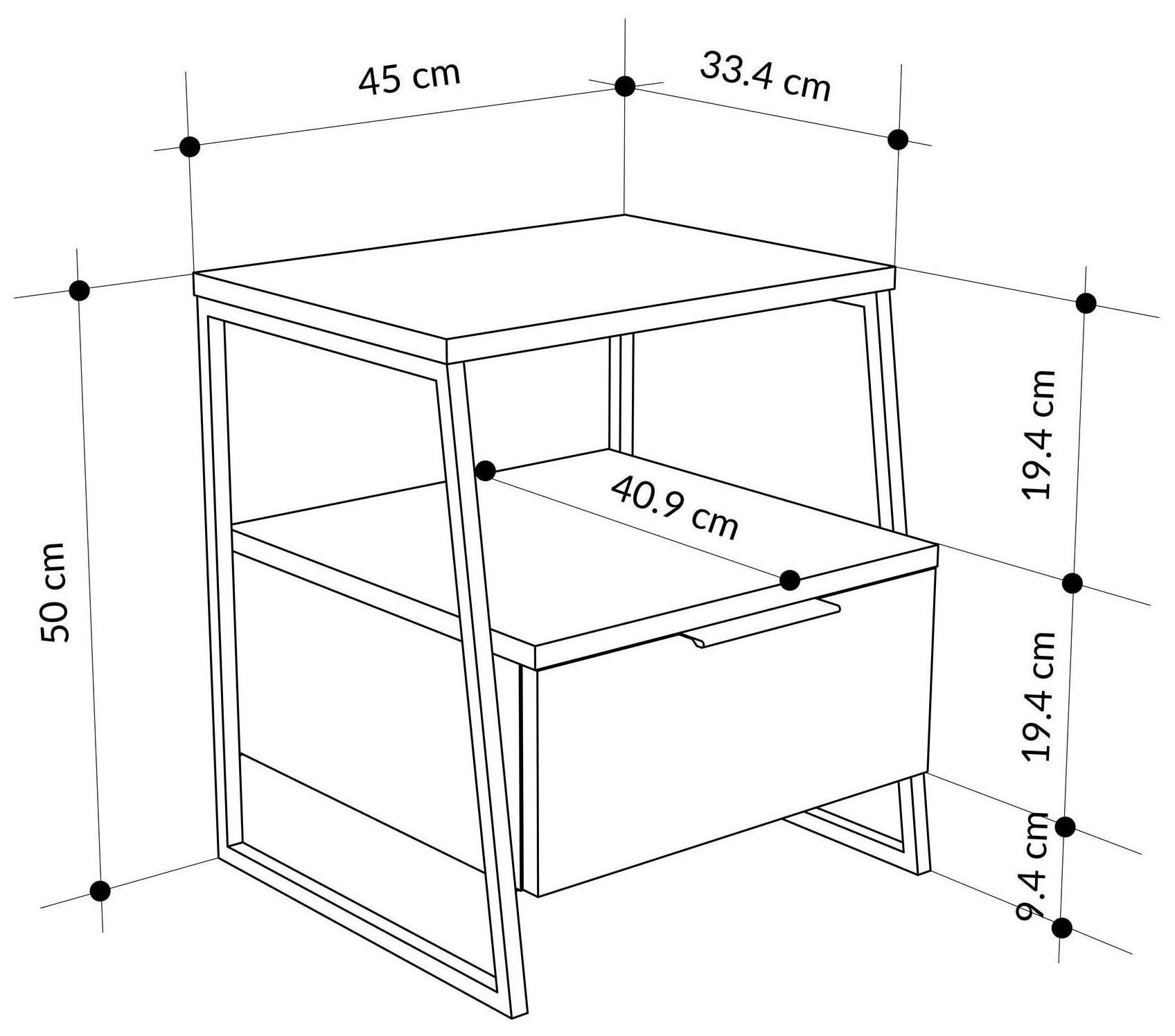 Decortie Nachttisch »PAL NACHTTISCH MIT SCHUBLADEN«, (Packung, 1 St.), Naturfreundlich, Leichte Montage, Lagerung, Platzsparend