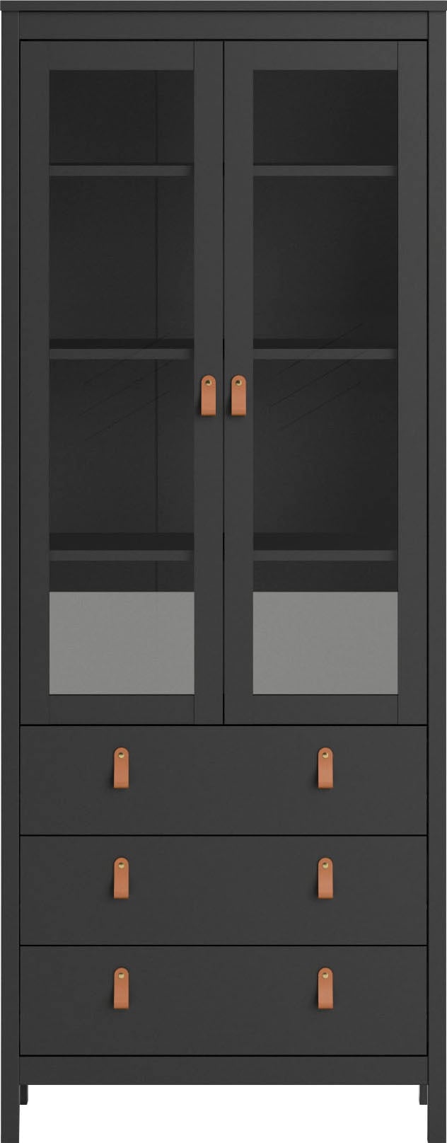 Home affaire Vitrine »Madrid, Glasvitrine Vitrinenschrank Ausstellung Sammelvitrine«, mit 2 Glastüren und 3 Schubladen, Breite 78 cm