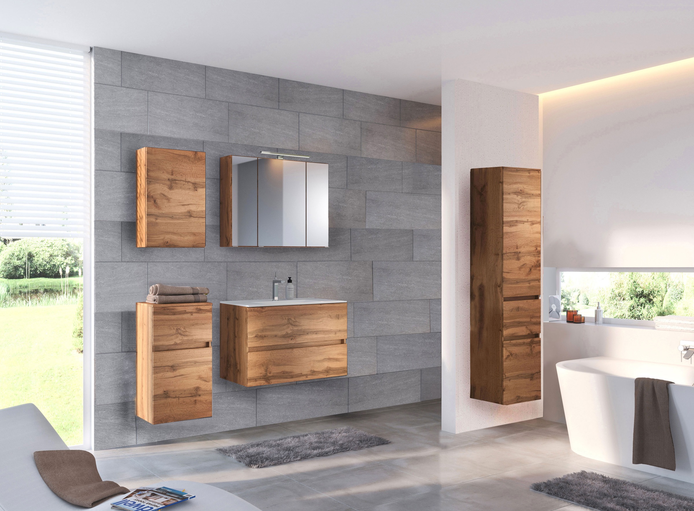 welltime Badmöbel-Set »Welltime Möbel Baabe Waschtisch-Set 3tlg. oder 5tlg. günstig online kaufen