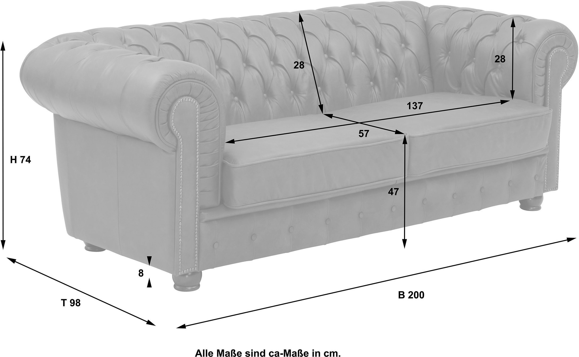 Max Winzer® Polstergarnitur »Norwin Chesterfieldoptik, bequem, hochwertige Verarbeitungsdetails«, (Set, 3 tlg.), Rautensteppung, Ziernägel in der Chatose