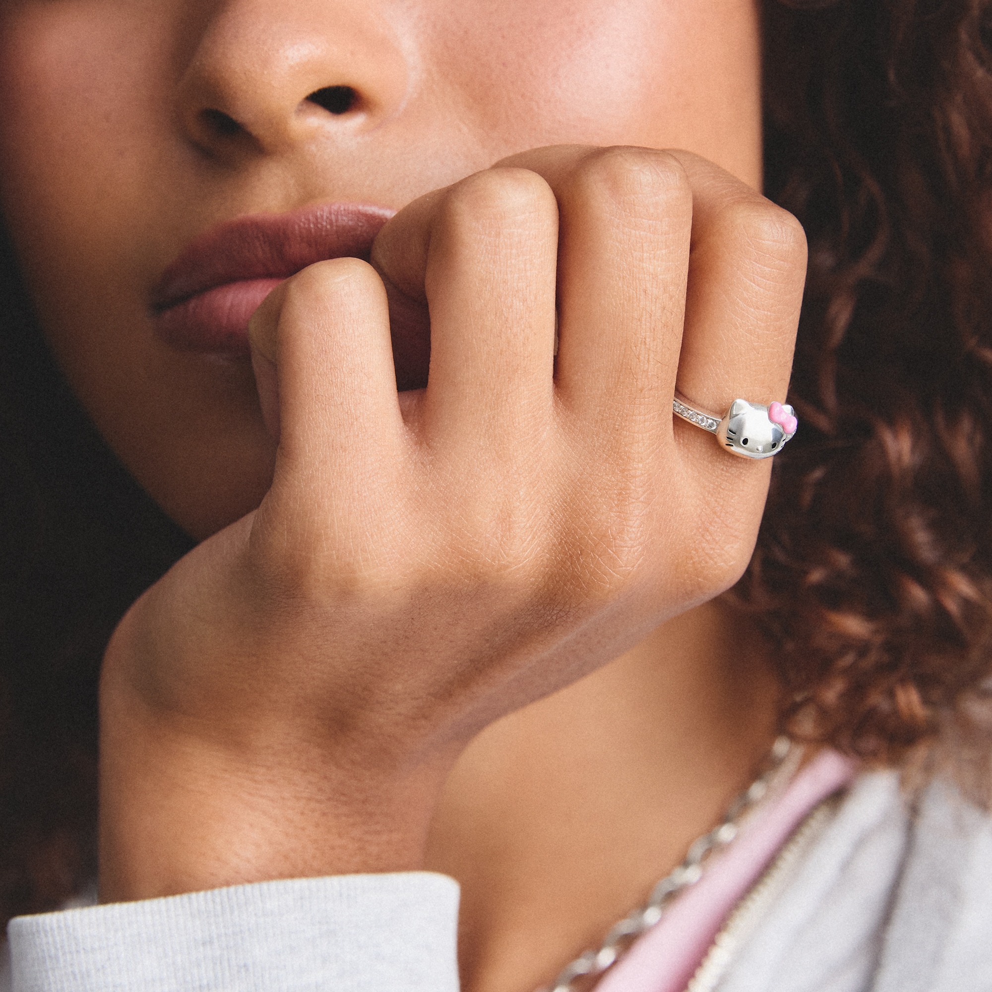 THOMAS SABO Fingerring »THOMAS SABO ♡ Hello Kitty Ring« mit Zirkonia (synth.) - Emaille
