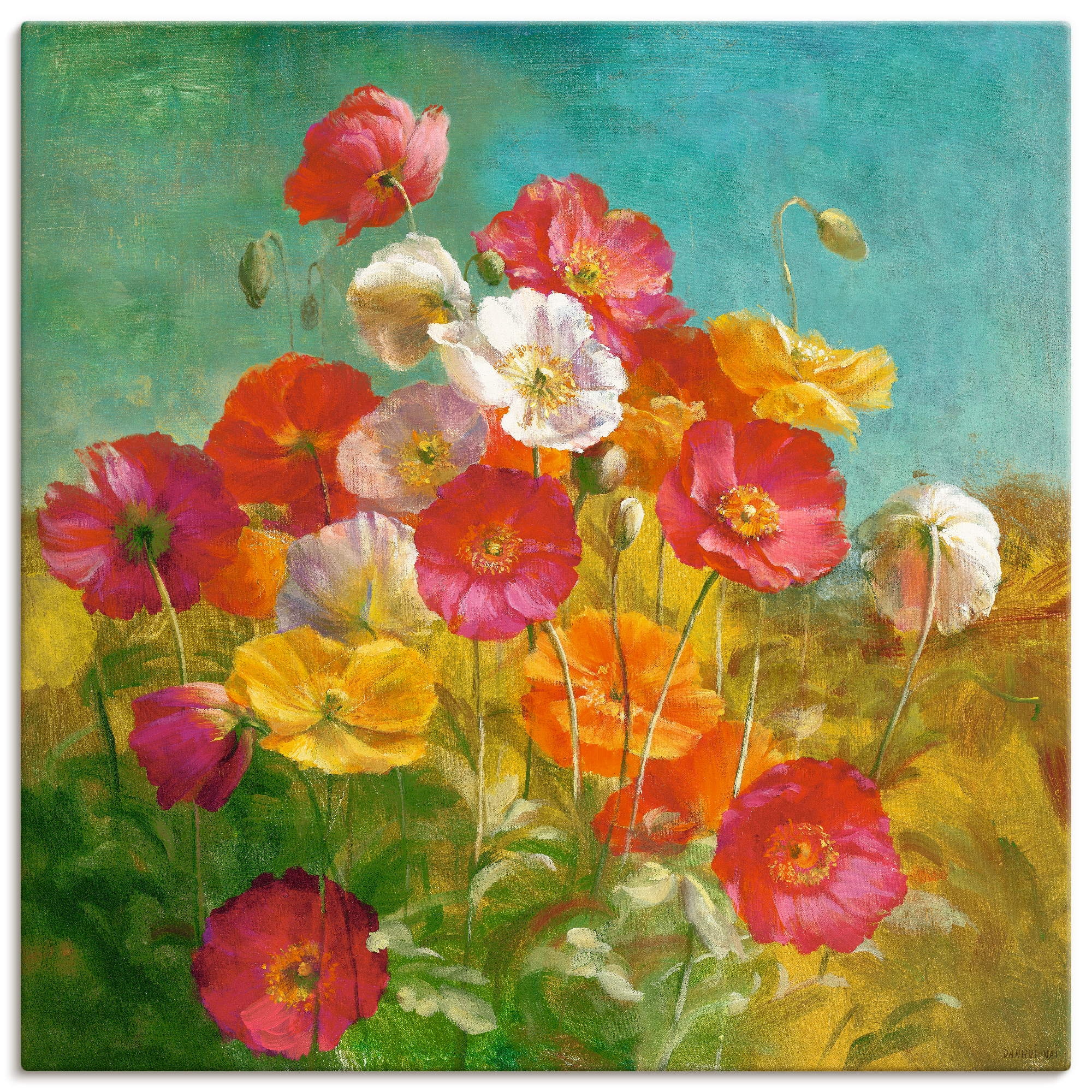 Artland Leinwandbild »Mohnblumenfeld«, Blumen, (1 St.), auf Keilrahmen gesp günstig online kaufen