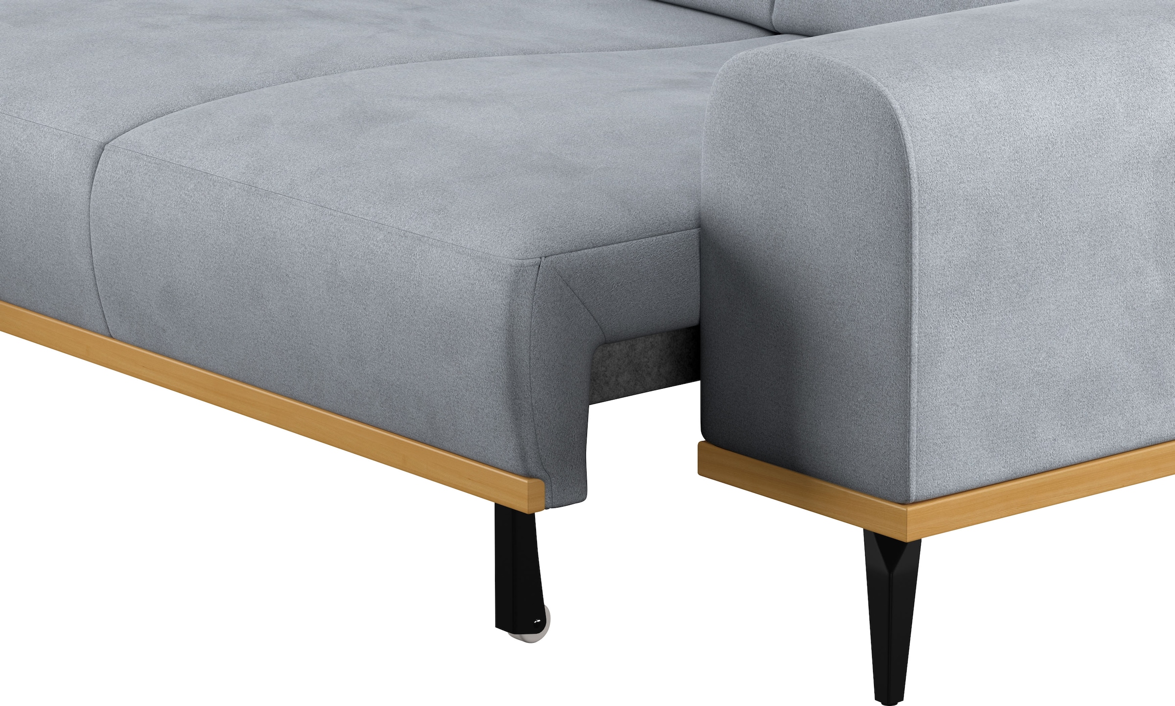 Places of Style Ecksofa »Carlo L-Form«, mit Kopfteilverstellung & Holz-Rahmenoptik, optional Relaxfunktion