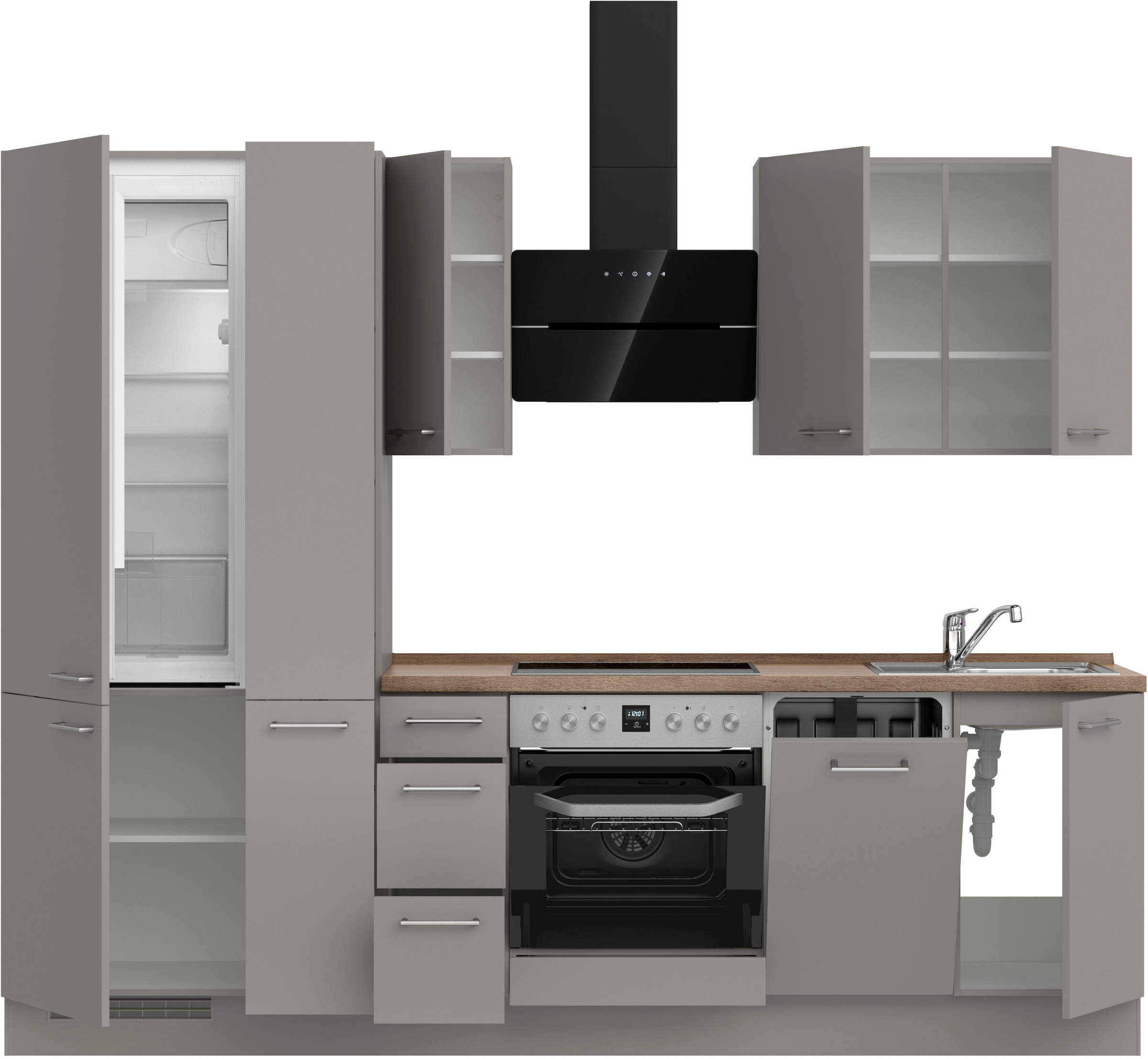 nobilia® Küchenzeile »"Laser II", Ausrichtung wählbar, Breite 270 cm« vormontiert, wahlw. mit unterschiedlichen E-Geräten-Sets