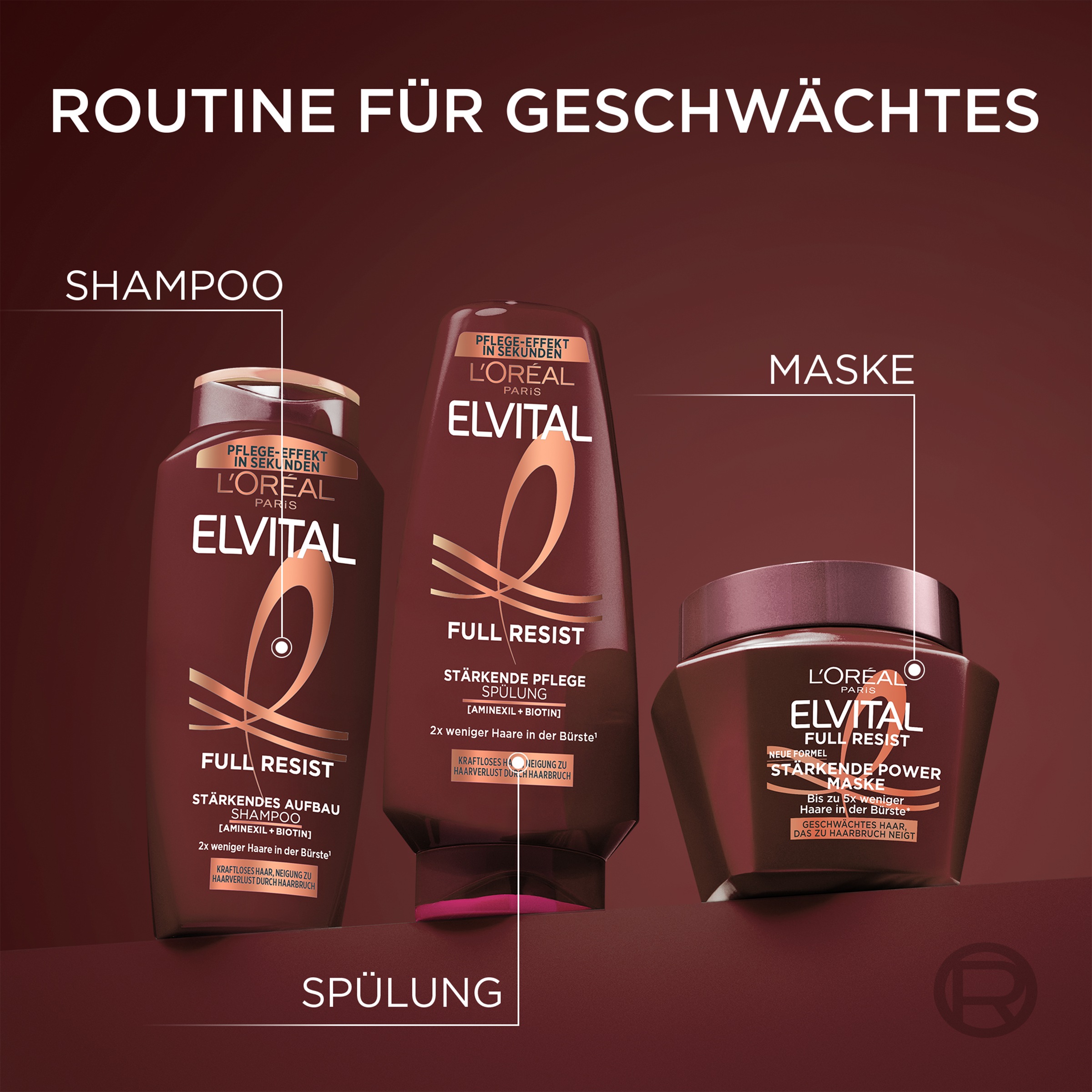 L'ORÉAL PARIS Haarmaske »ELVITAL FULL RESIST MASKE« für geschwächtes Haar, das zu Haarbruch neigt