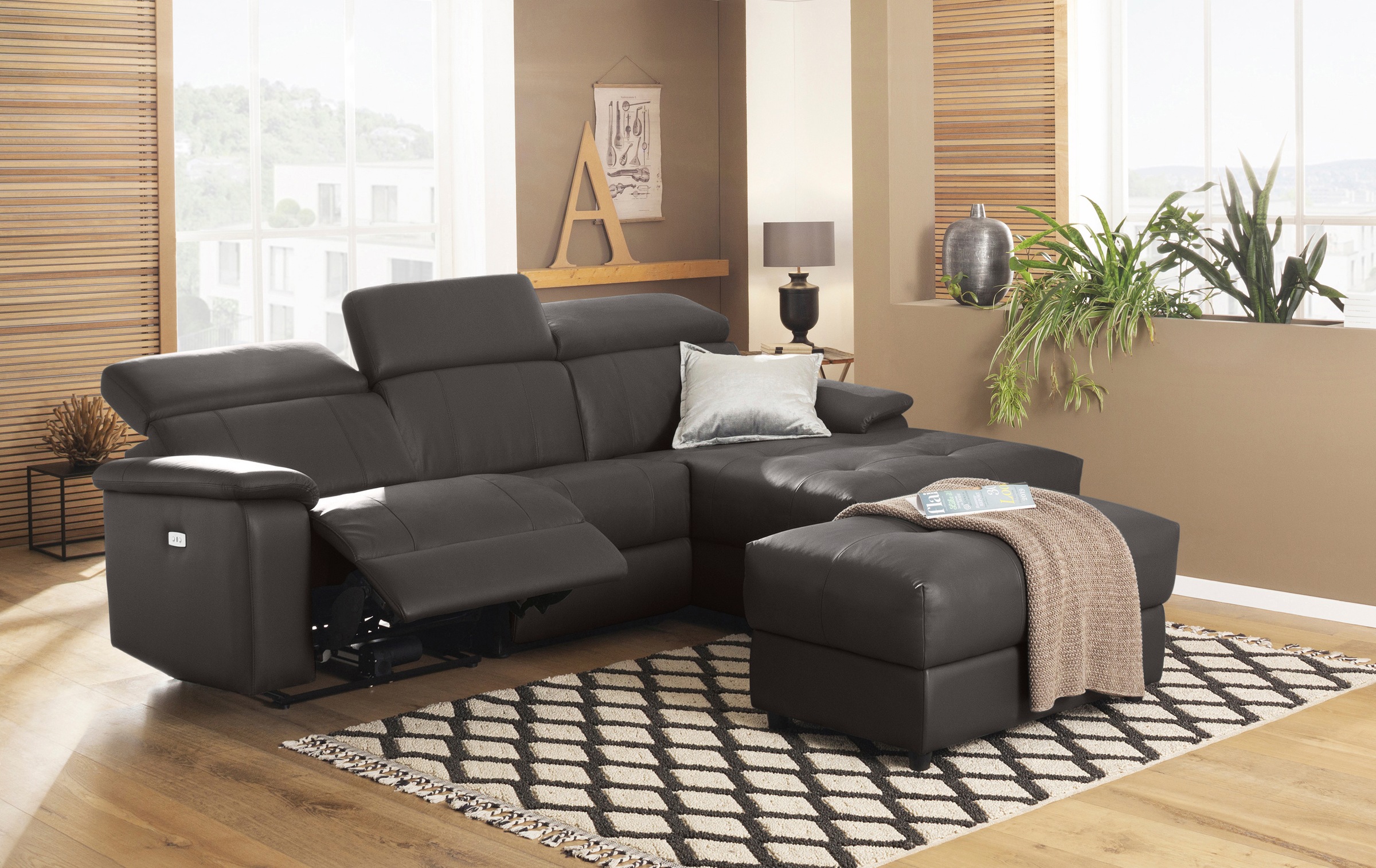 Home affaire Ecksofa »Binado, L-Form,«, mit manueller oder elektrischer Relaxfunktion mit USB-Anschluss