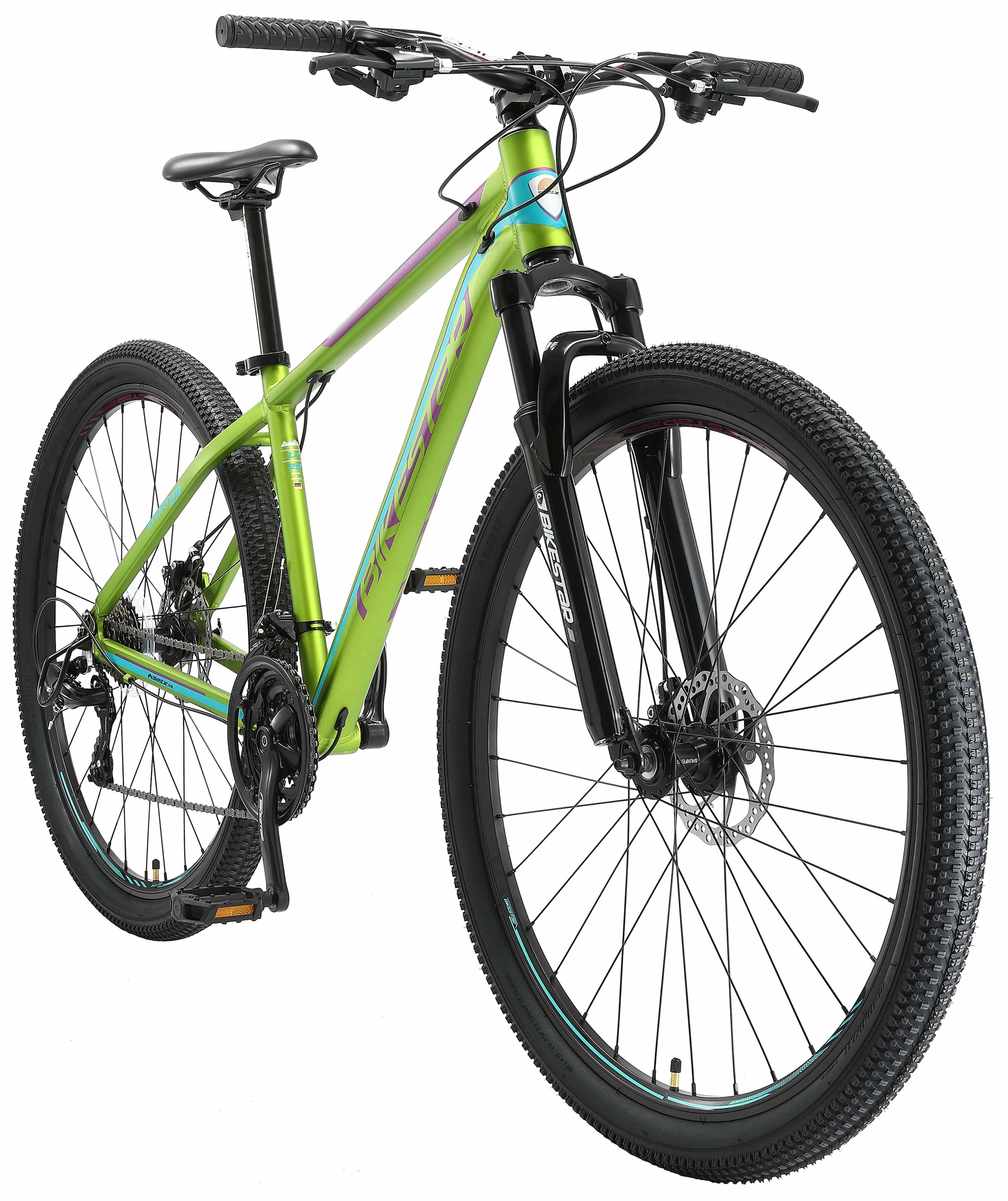 Bikestar Mountainbike, 21 Gang, Shimano, RD-TY300 Schaltwerk, Kettenschaltung, für Damen und Herren, Kettenschaltung
