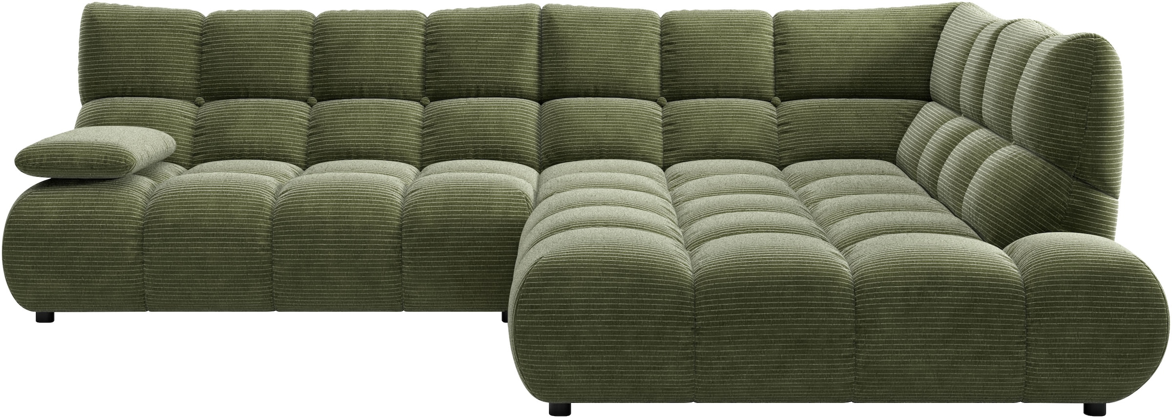 Home affaire Ecksofa »Cozy Bubble, mit klappbarer Armlehne, Breite 289 cm« mit eleganter Steppung, Rundumbezug & weicher Polsterung