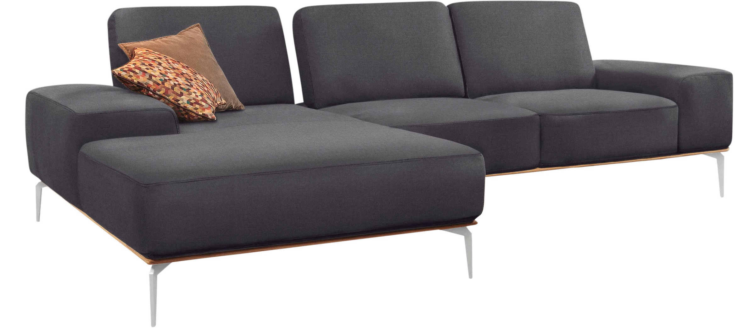 W.SCHILLIG Ecksofa »run, Designsofa, bequem, L-Form«, mit elegantem Holzsockel, Füße in Chrom glänzend, Breite 299 cm