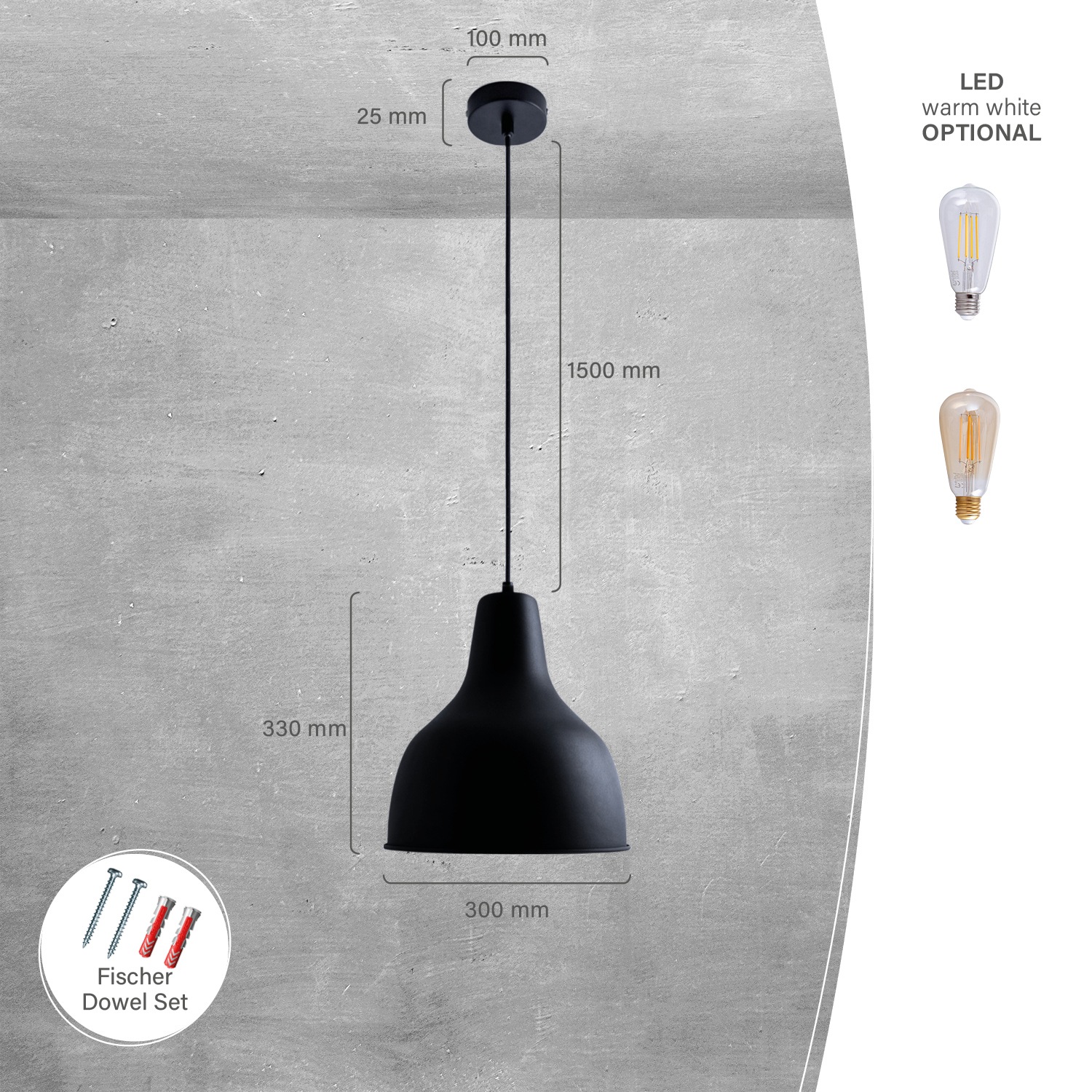Paco Home Pendelleuchte »CHARLIE«, 1 flammig, Leuchtmittel E27 | ohne Leuchtmittel, Hängelampe Esszimmer Küchenlampe Hängend Esstischlampe E27