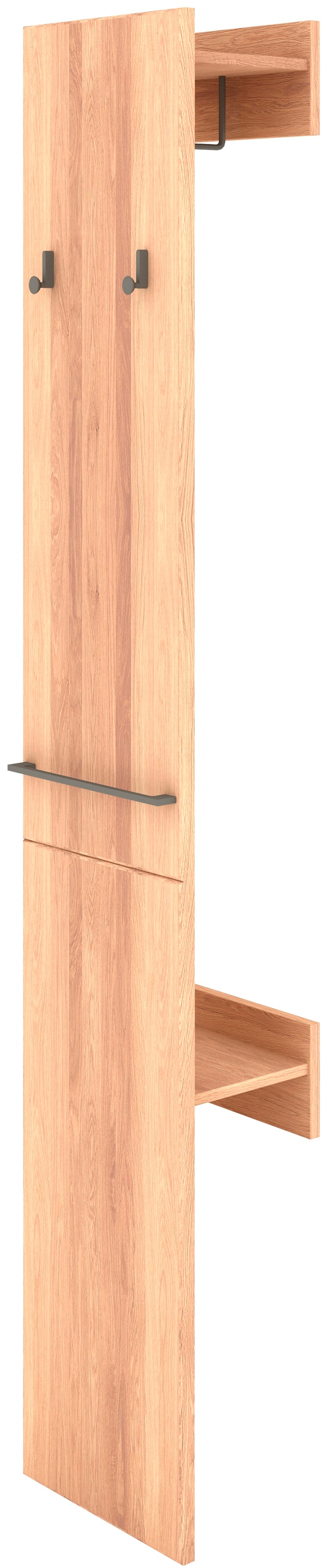 Musterring Garderobe »Sorrent, Garderobenpaneel, Wandregal, massiv Eiche«, (Flurgarderobe, B 38 / H 194 / T 23 cm), mit Ablage & Haken