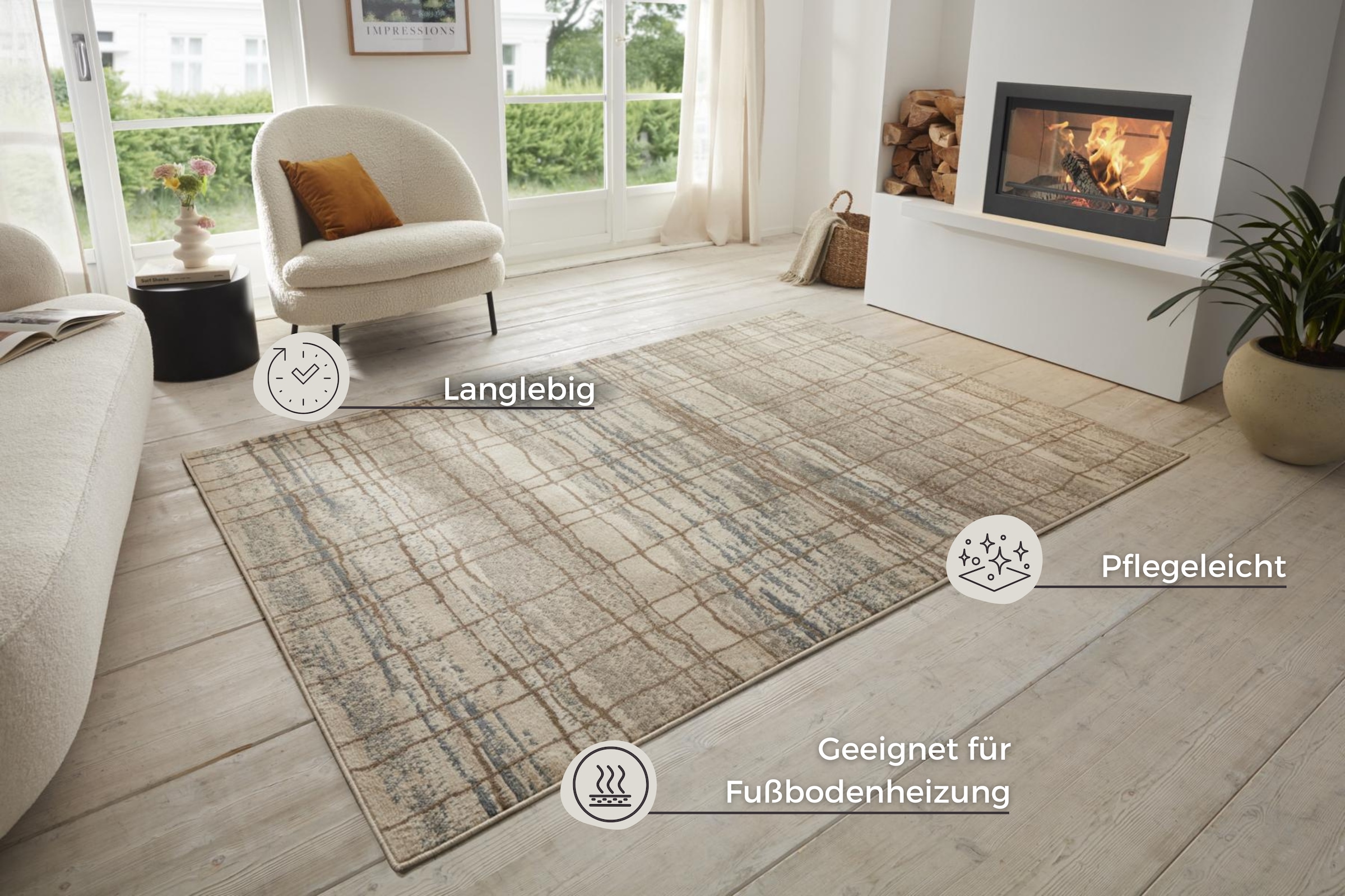 HANSE Home Teppich »Jord«, rechteckig, 8 mm Höhe, Kurzflor, Läufer, Vintage, Wohnzimmer, Schlafzimmer, Esszimmer, Flur