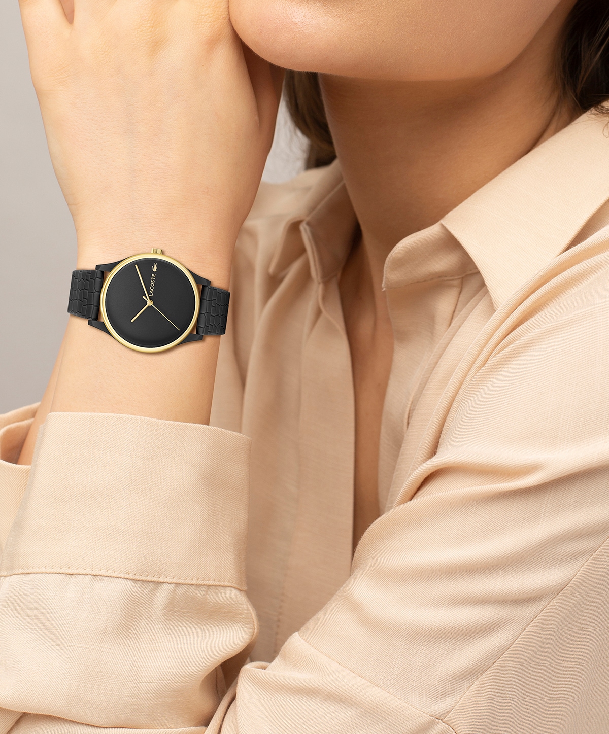 Lacoste Quarzuhr »CROCODELLE«, Armbanduhr, Damenuhr, Mineralglas, analog, Silikonarmband