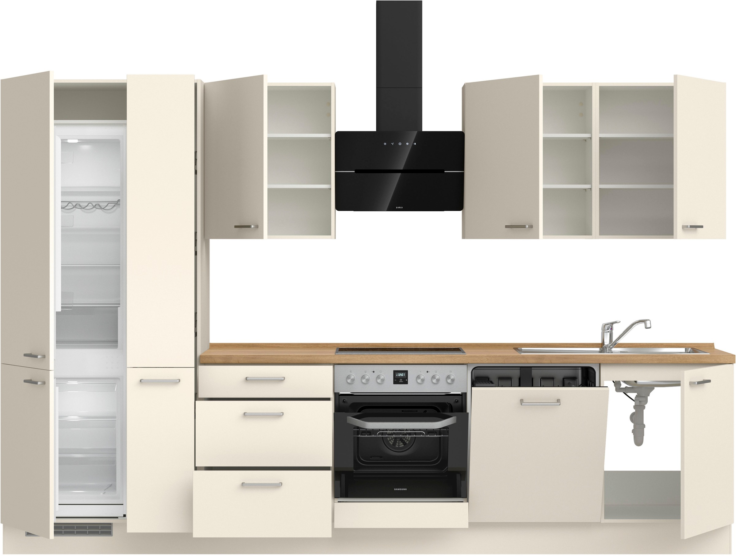 nobilia® Küchenzeile »"Touch II"«, vormontiert, Ausrichtung wählbar, Breite 330 cm, wahlw. mit E-Geräten